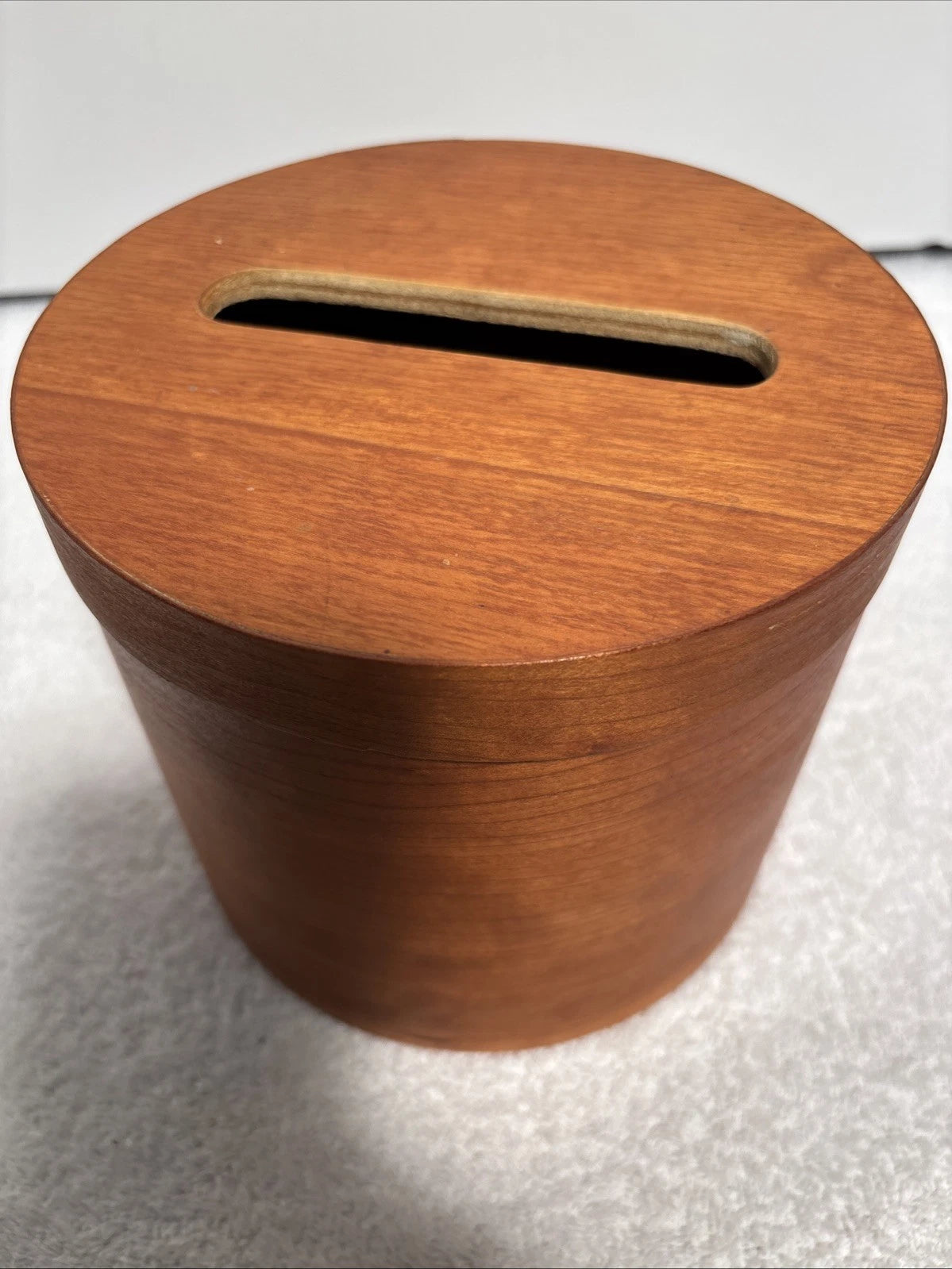 Shaker Style Round Salt Box Wood Tissue Holder Box w/Cover Vintage | eBay