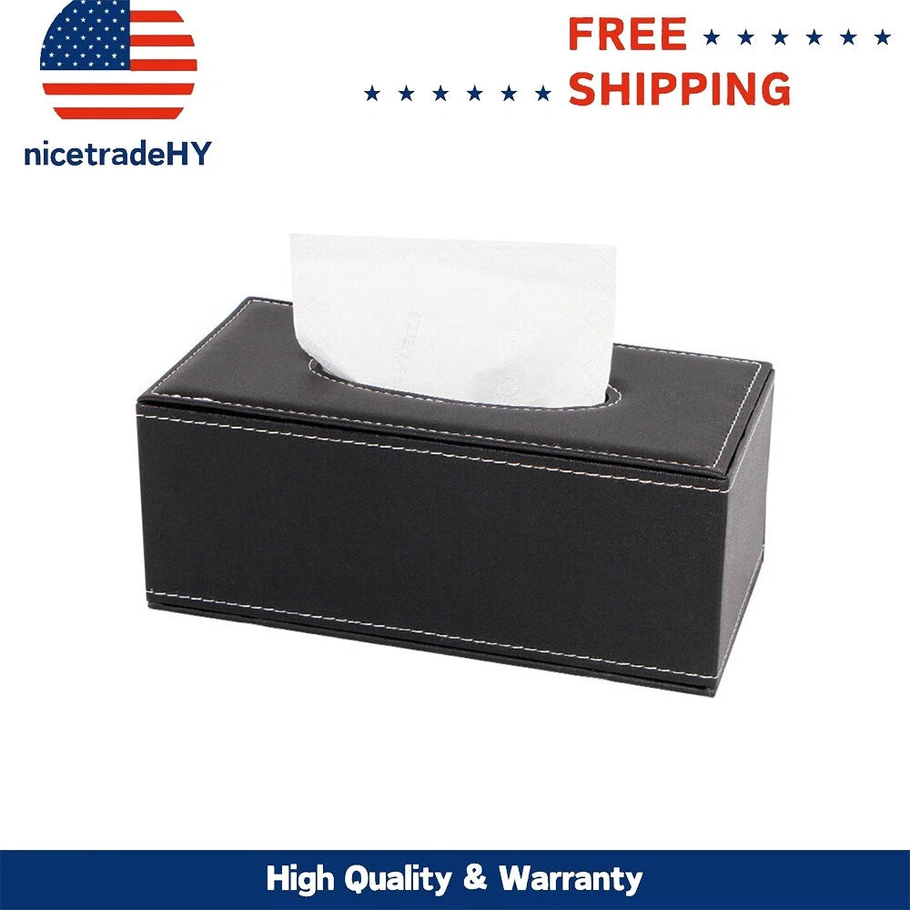 For 3.1" Tall Tissue Boxes (Black) PU Leather Tissue Box Cover Case Holder | eBay