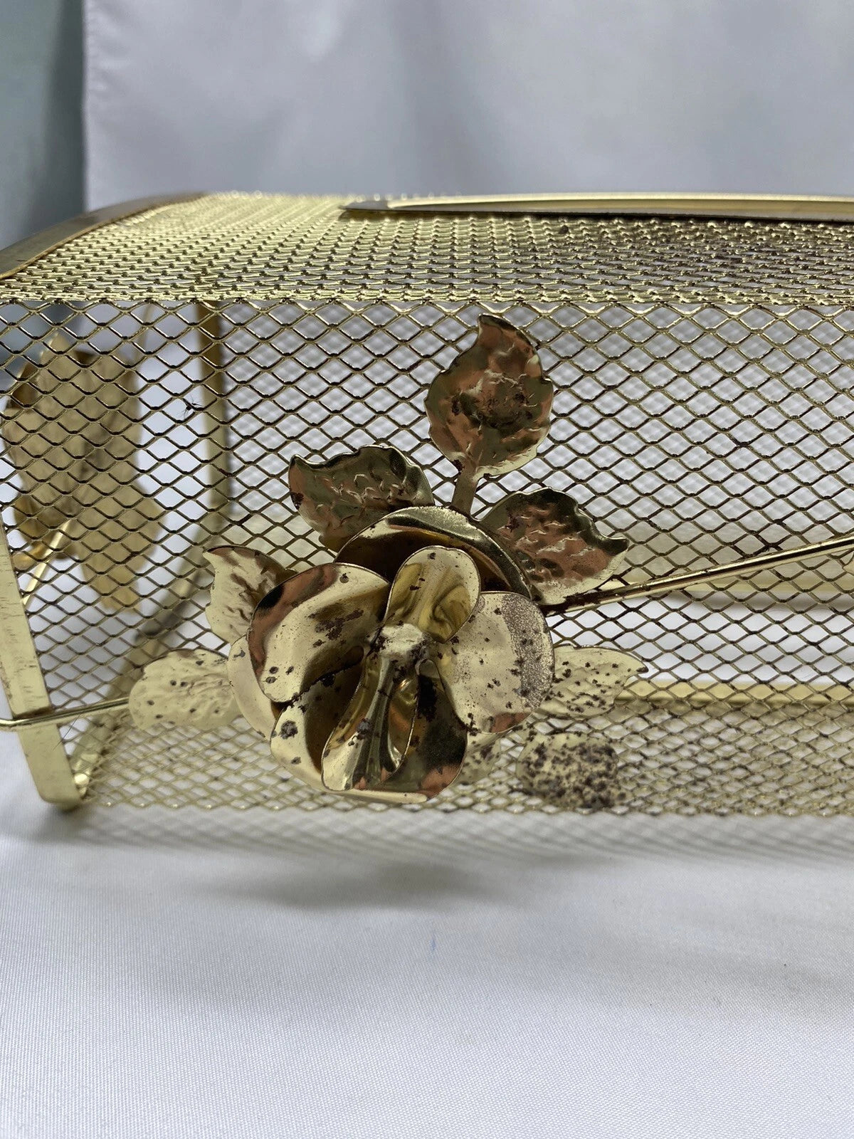 Vtg Tissue Box Cover Holder HOLLYWOOD REGENCY Gold Tone Metal MCM Kleenex | eBay