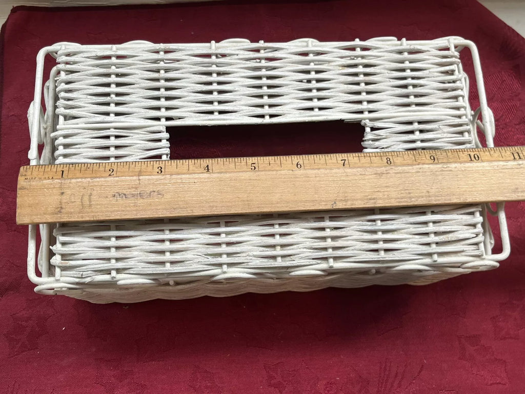 VTG MCM WHITE WICKER & METAL TISSUE BOX COVER 10.5x5.25x4 | eBay