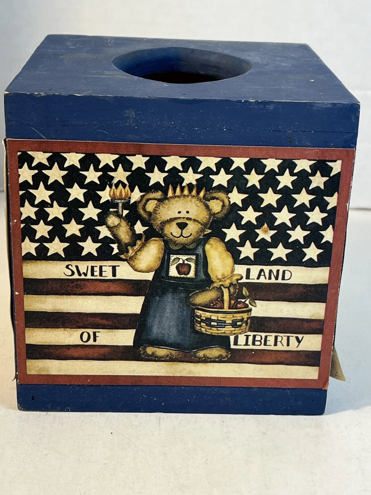 Solid Wood Tissue Box Holder American Teddy Bear Theme Nice! 1 Day Ship!👍 | eBay