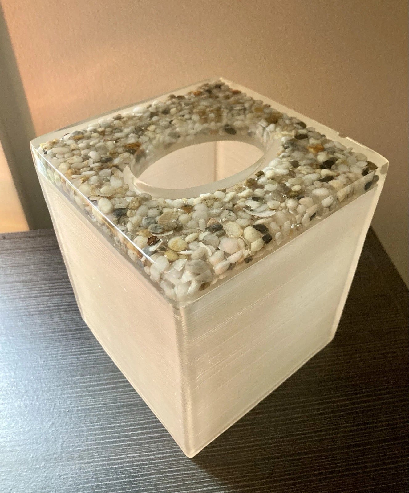 Vintage MCM Lucite Tissue Box Cover With Pebbles And Shells | eBay