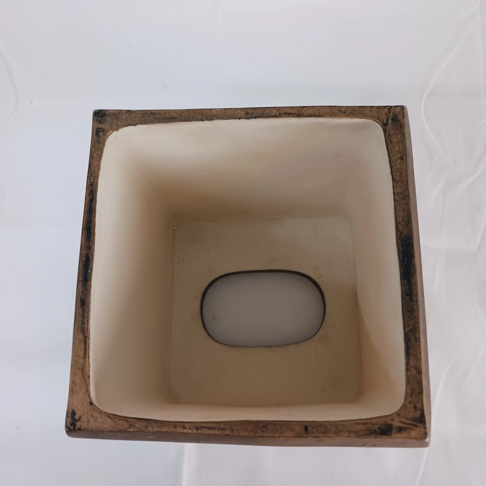 Tissue Box Cover Ceramic Brown Beige Faux Cinder Blocks Building Home Decor EUC | eBay