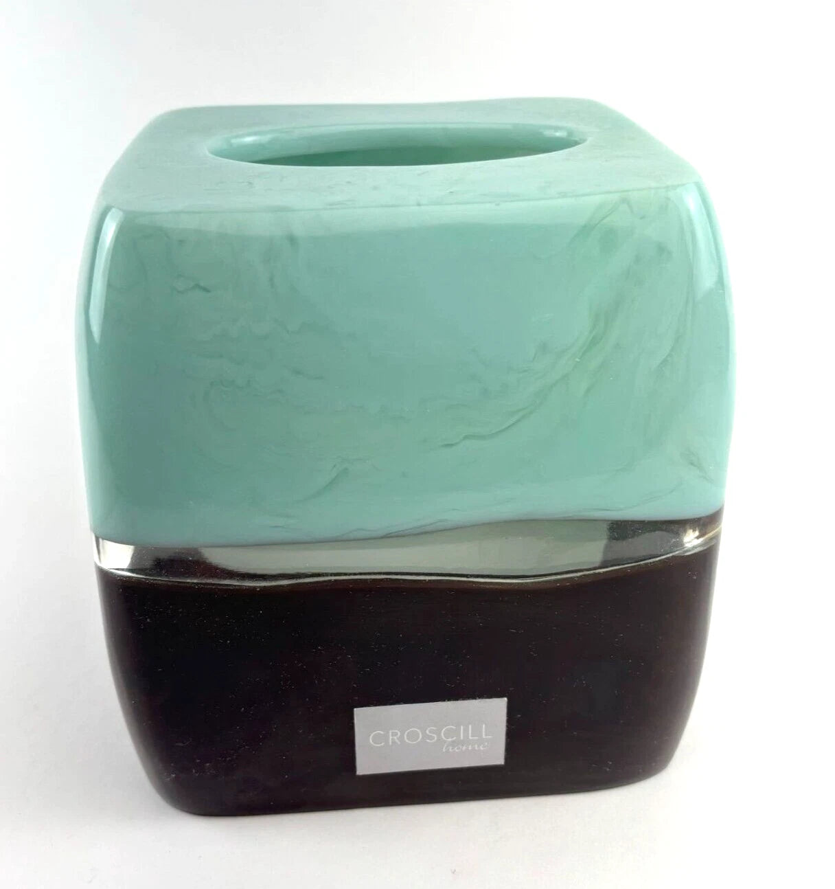 Croscill Lucite Tissue Box Cover Bathroom Accessory Modern Mint Brown | eBay