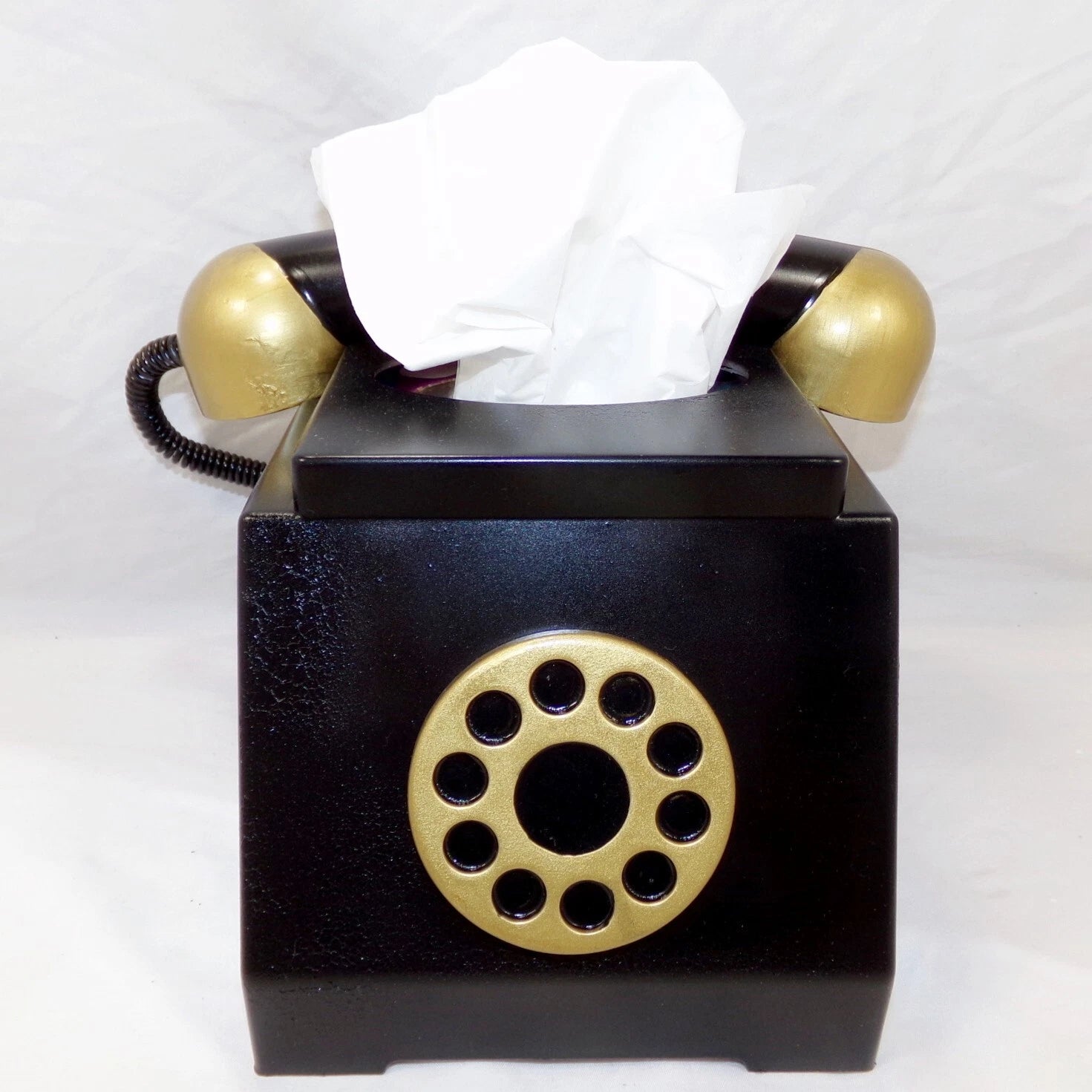 Old-Time Victorian Telephone Painted Tissue Box Cover Black Brass Steampunk | eBay