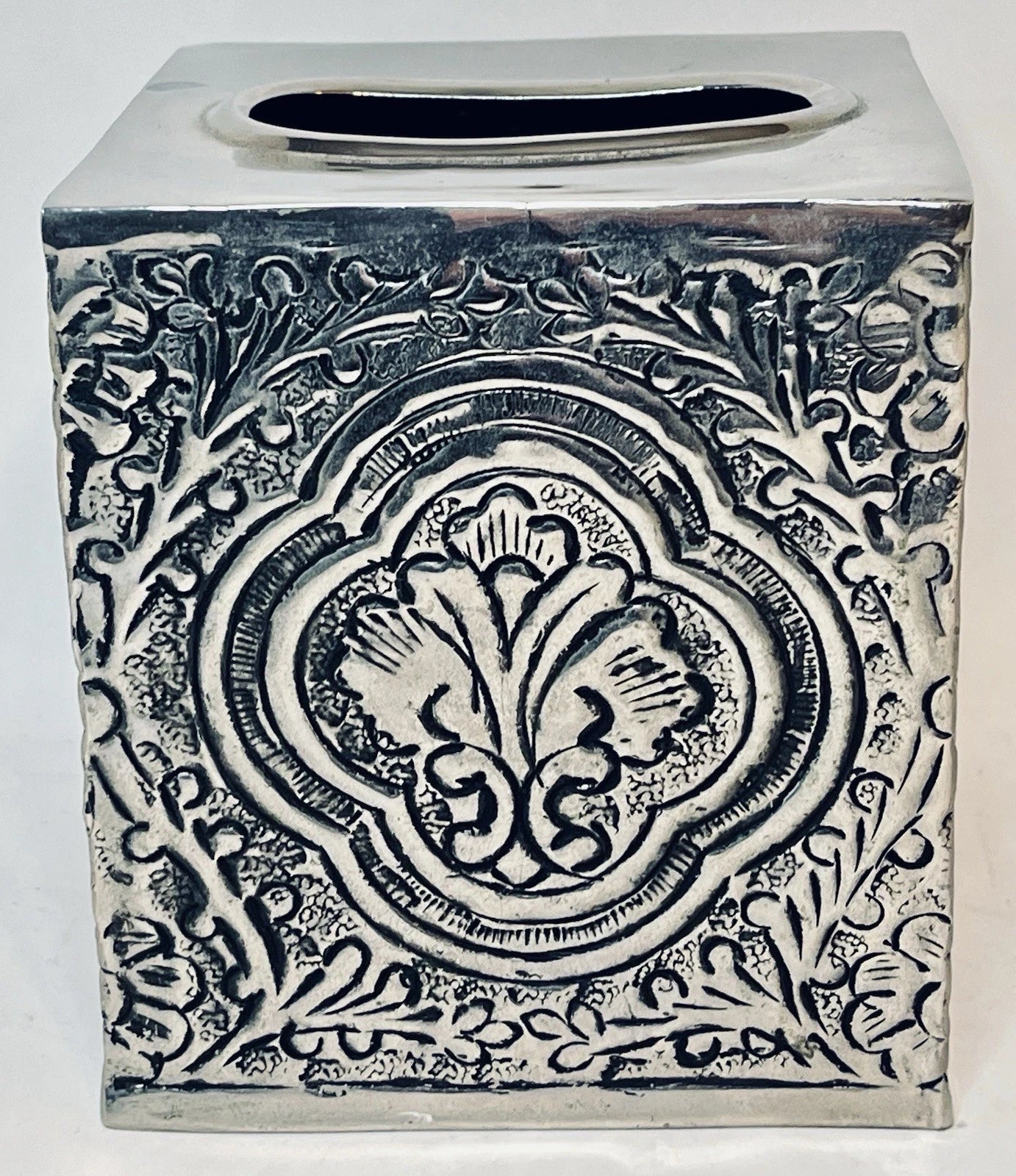 Vintage Pewter Embossed Metal Decorative Tissue Box Cover Fleur De Lis EUC | eBay