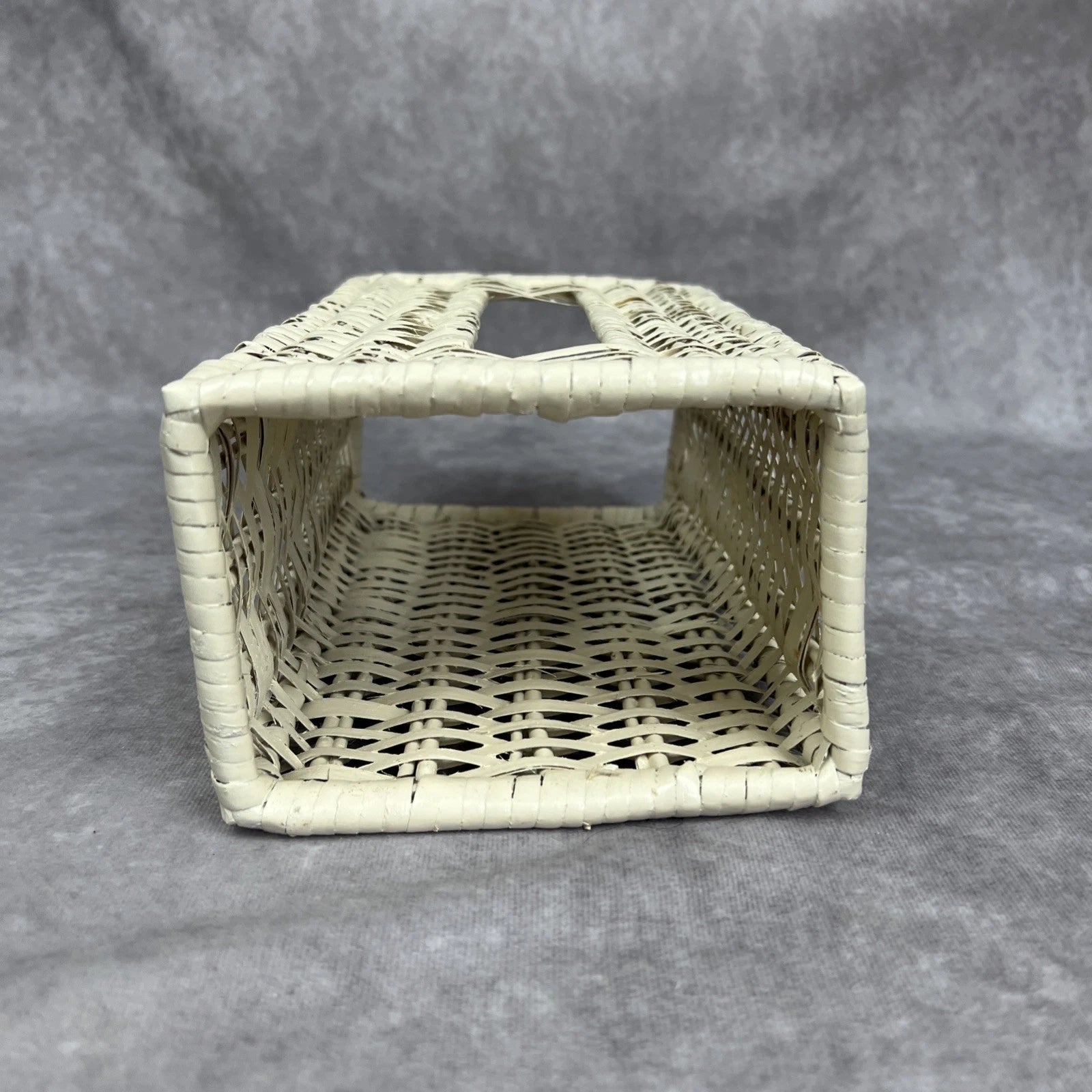 Tissue Box Cover White Wicker Farmhouse Beach Boho Cottage Core Country VTG | eBay