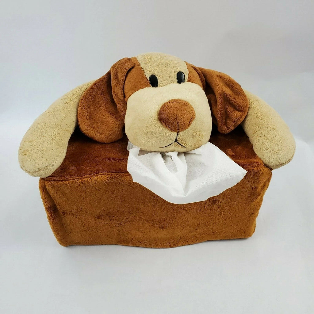 Plush Puppy Dog Tissue Box Cover Holder Organizer Decor Brown and Tan | eBay