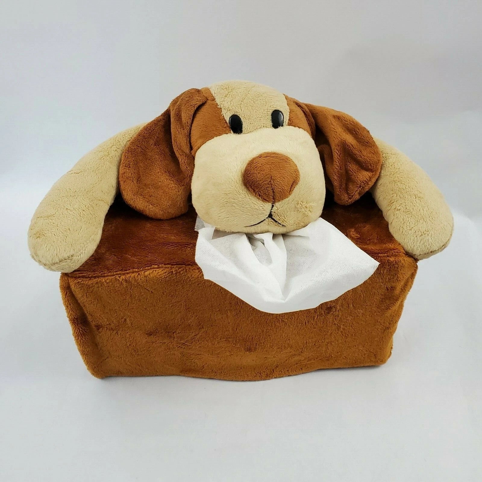 Plush Puppy Dog Tissue Box Cover Holder Organizer Decor Brown and Tan | eBay
