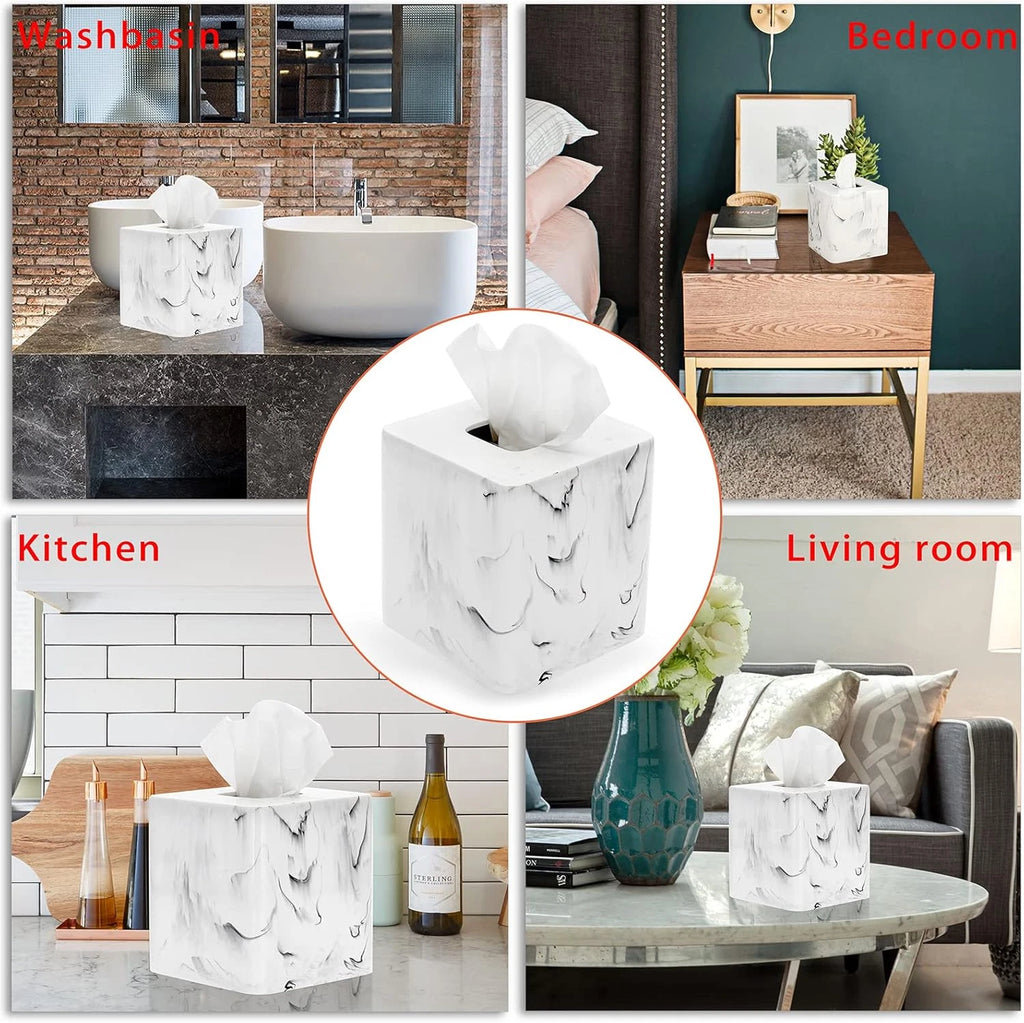 Resin Square Tissue Box Cover - Stylish Cube Tissue Box Holder with Open Bottom, | eBay