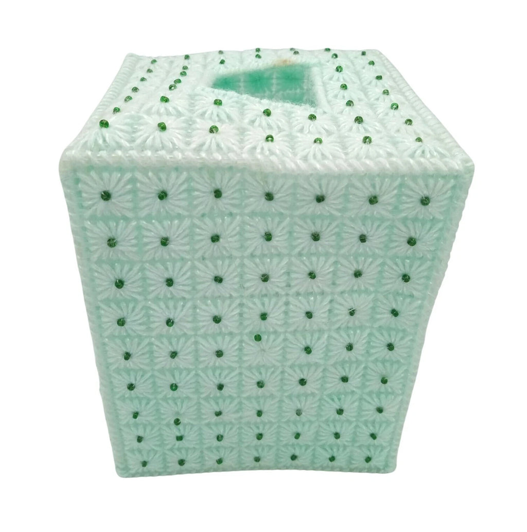 Tissue Box Cover Vintage Green Plastic Canvas Pattern 5.75 Inches Handmade | eBay
