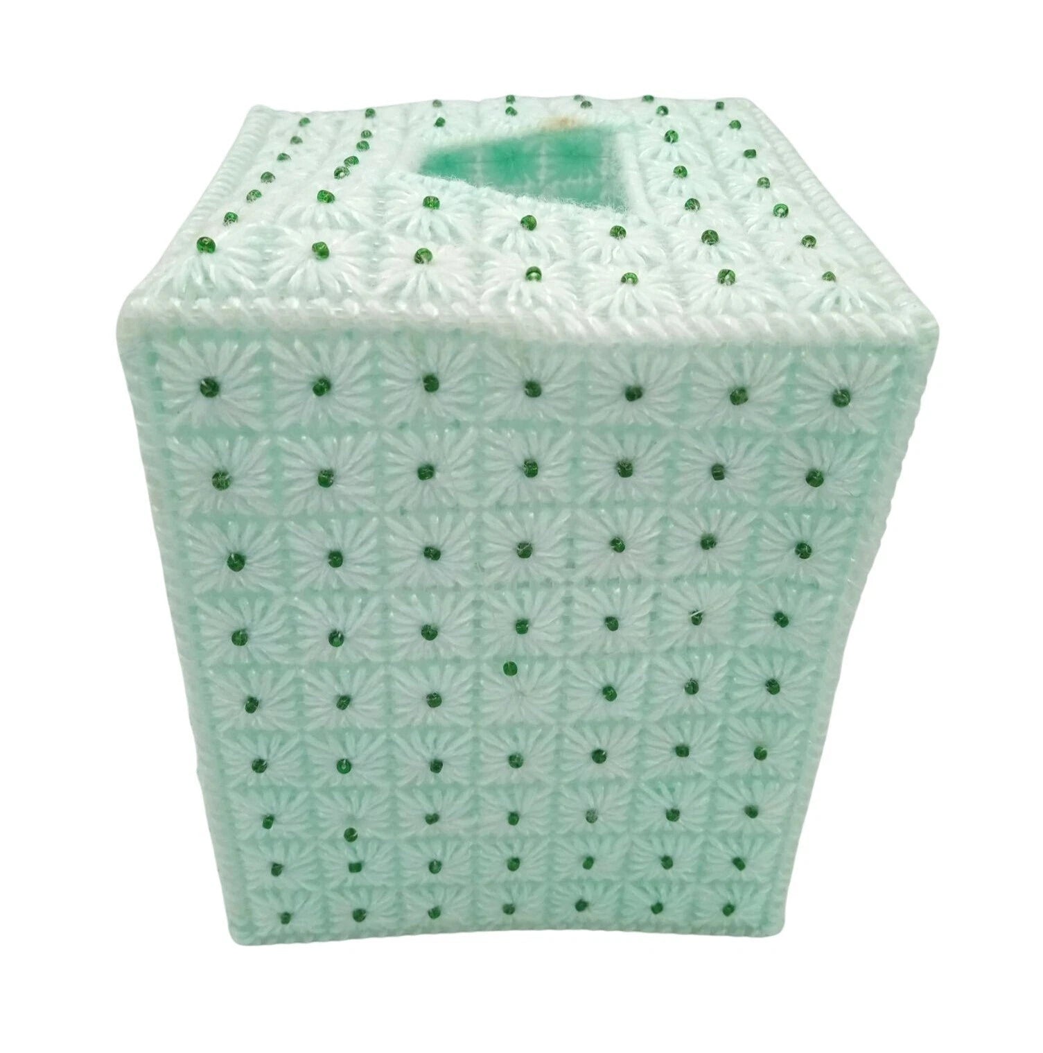 Tissue Box Cover Vintage Green Plastic Canvas Pattern 5.75 Inches Handmade | eBay