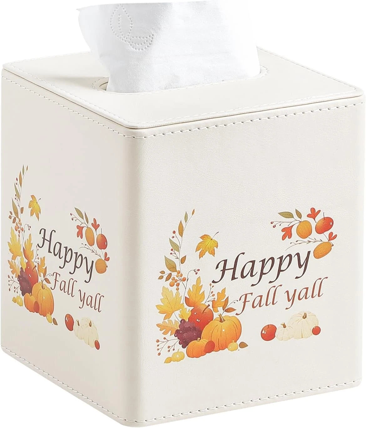 Fall Decor Tissue Box Cover, PU Leather Holder with Magnetic Cream | eBay