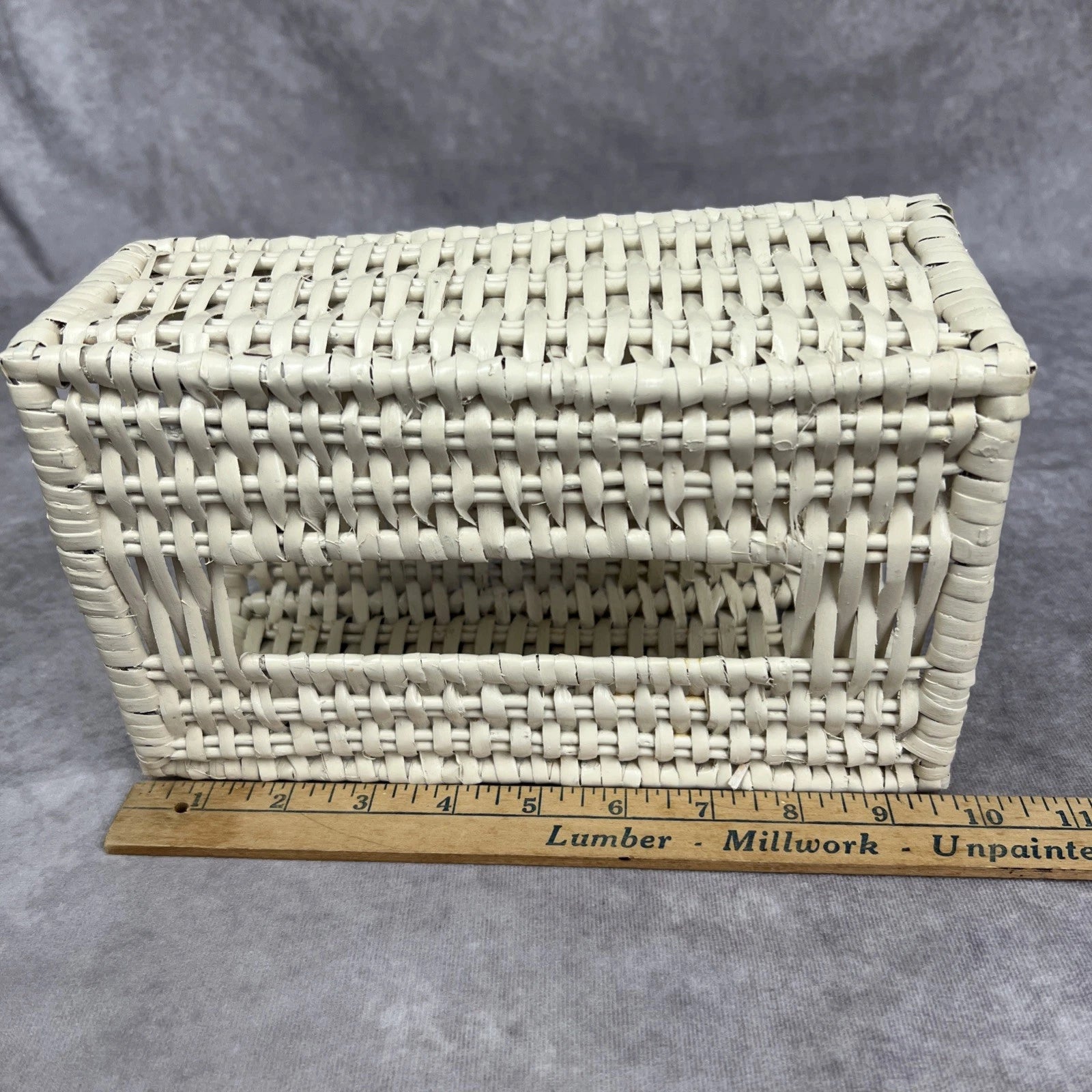 Tissue Box Cover White Wicker Farmhouse Beach Boho Cottage Core Country VTG | eBay