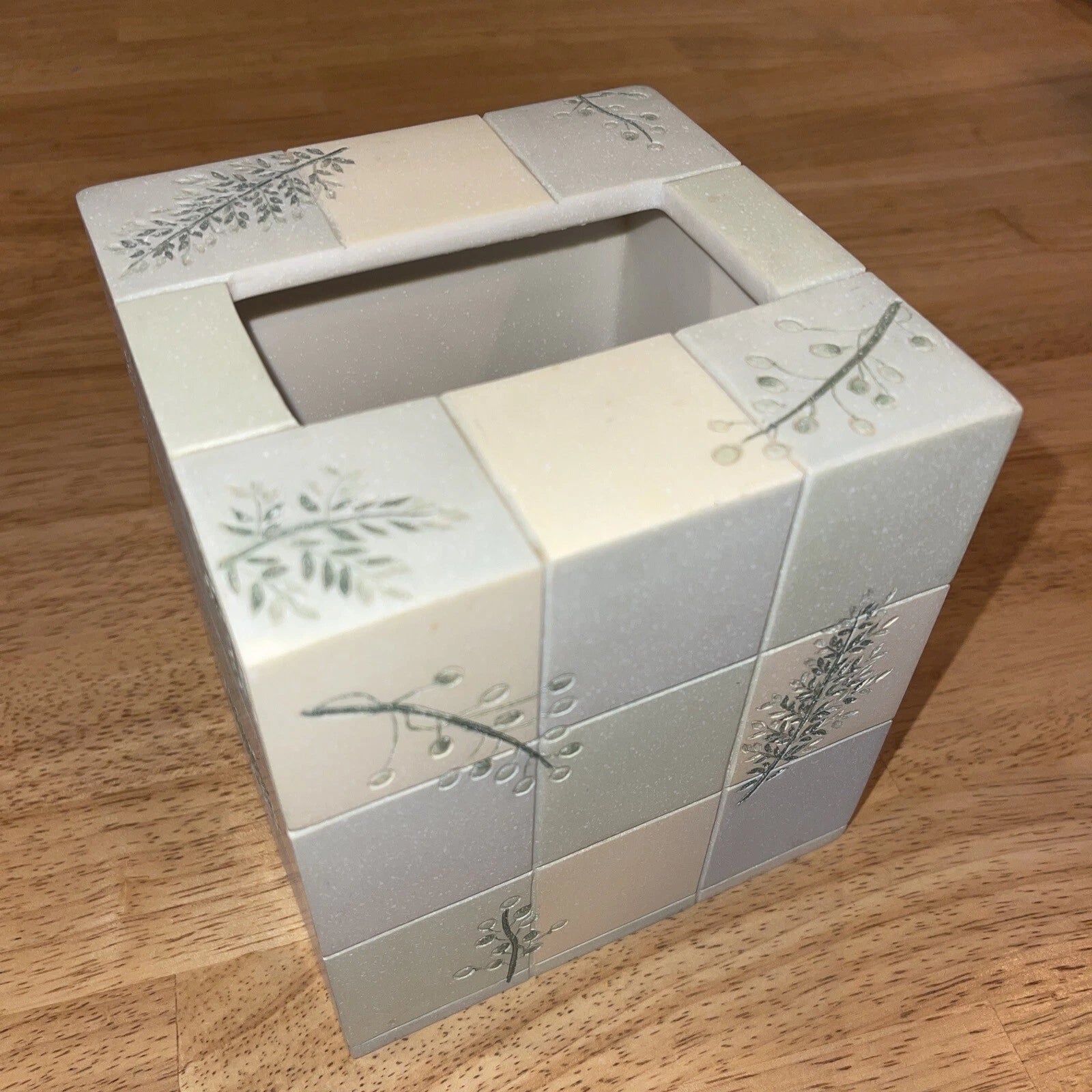 Tissue Cover Box Rainier Square Hand-Painted Foliage Pattern 6" Tall Croscill | eBay