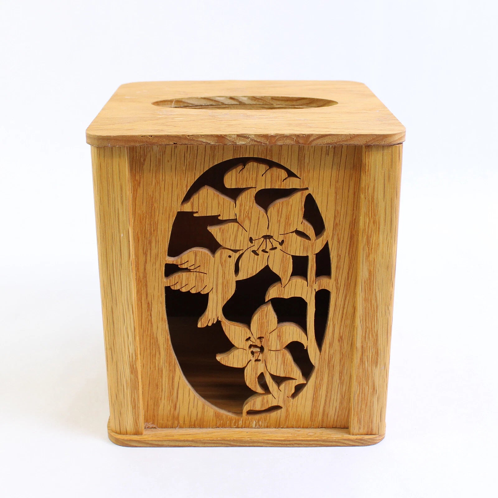Wood Decorative Tissue Box Cover Hummingbird Flower Simple | eBay