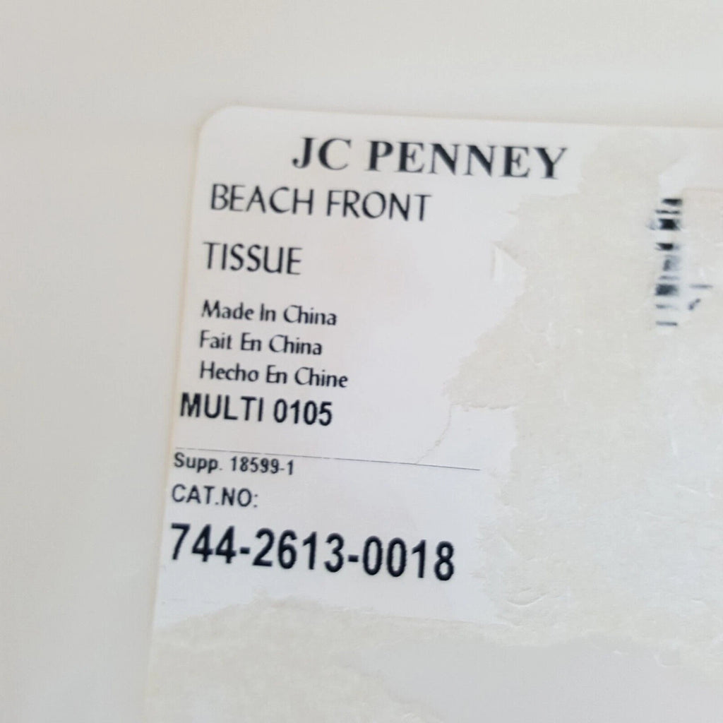 JC Penney BEACH FRONT Seashell Tissue Box Cover Embossed Ceramic Coastal Ocean | eBay