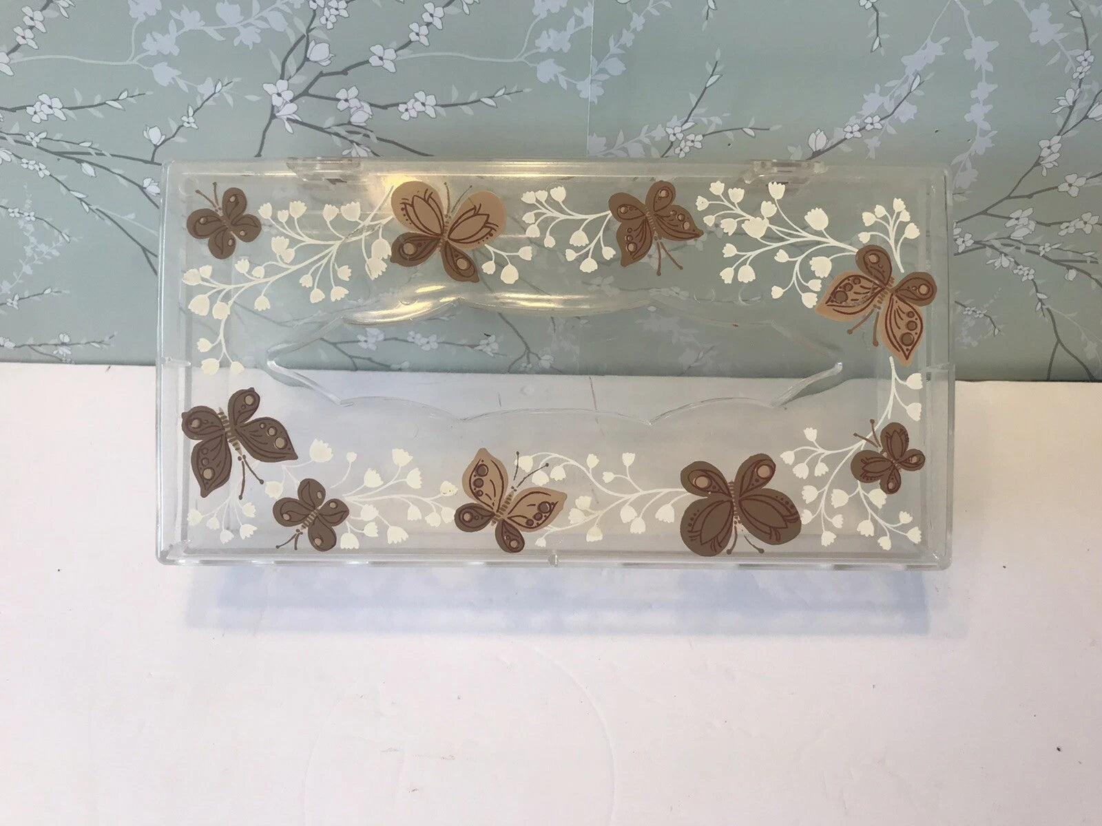 Vtg Wolff Products Clear Acrylic Plastic Hinged Tissue Box Holder Butterflies | eBay