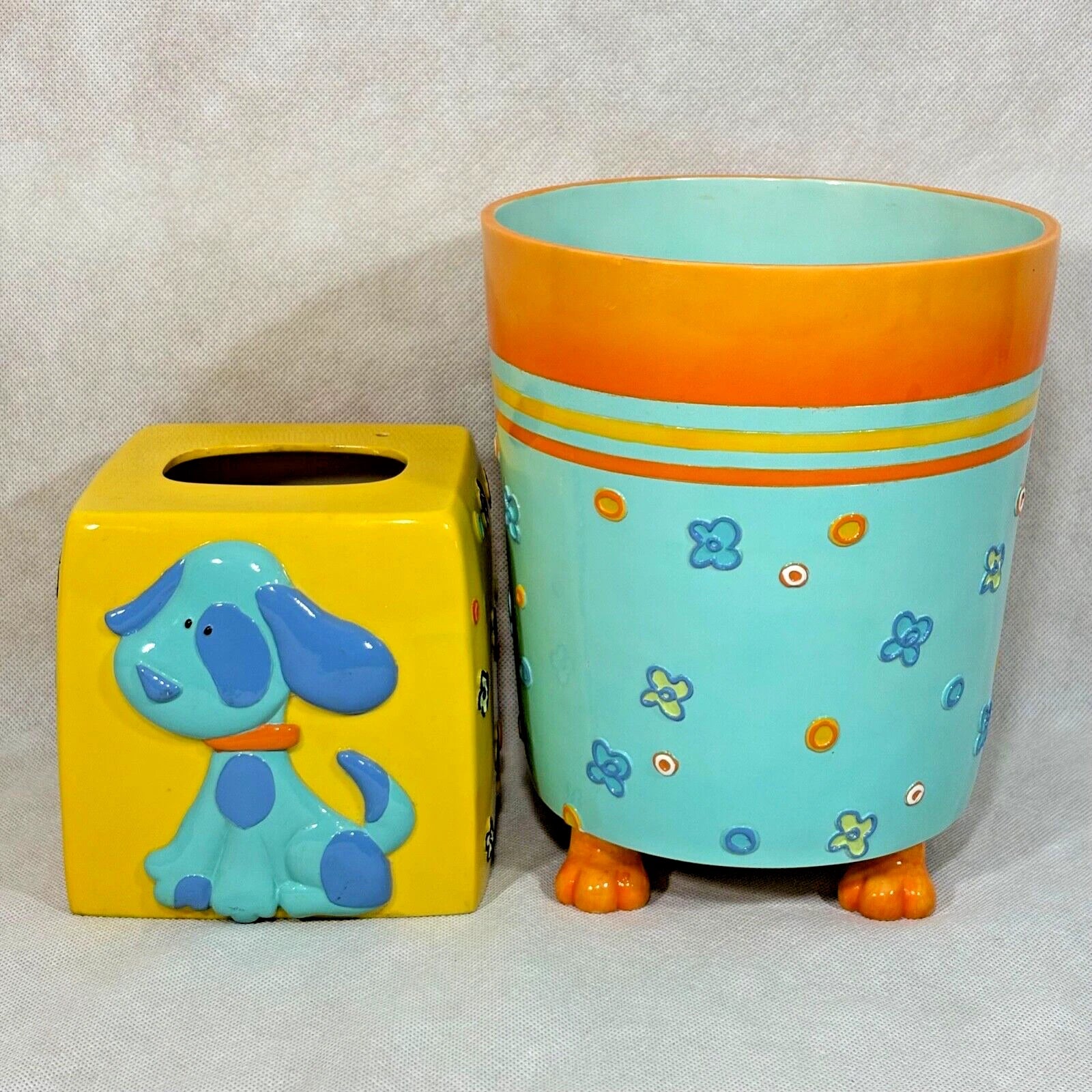 Cats & Dogs Resin Wastebasket & Tissue Box Cover Holder Set Linens N Things | eBay