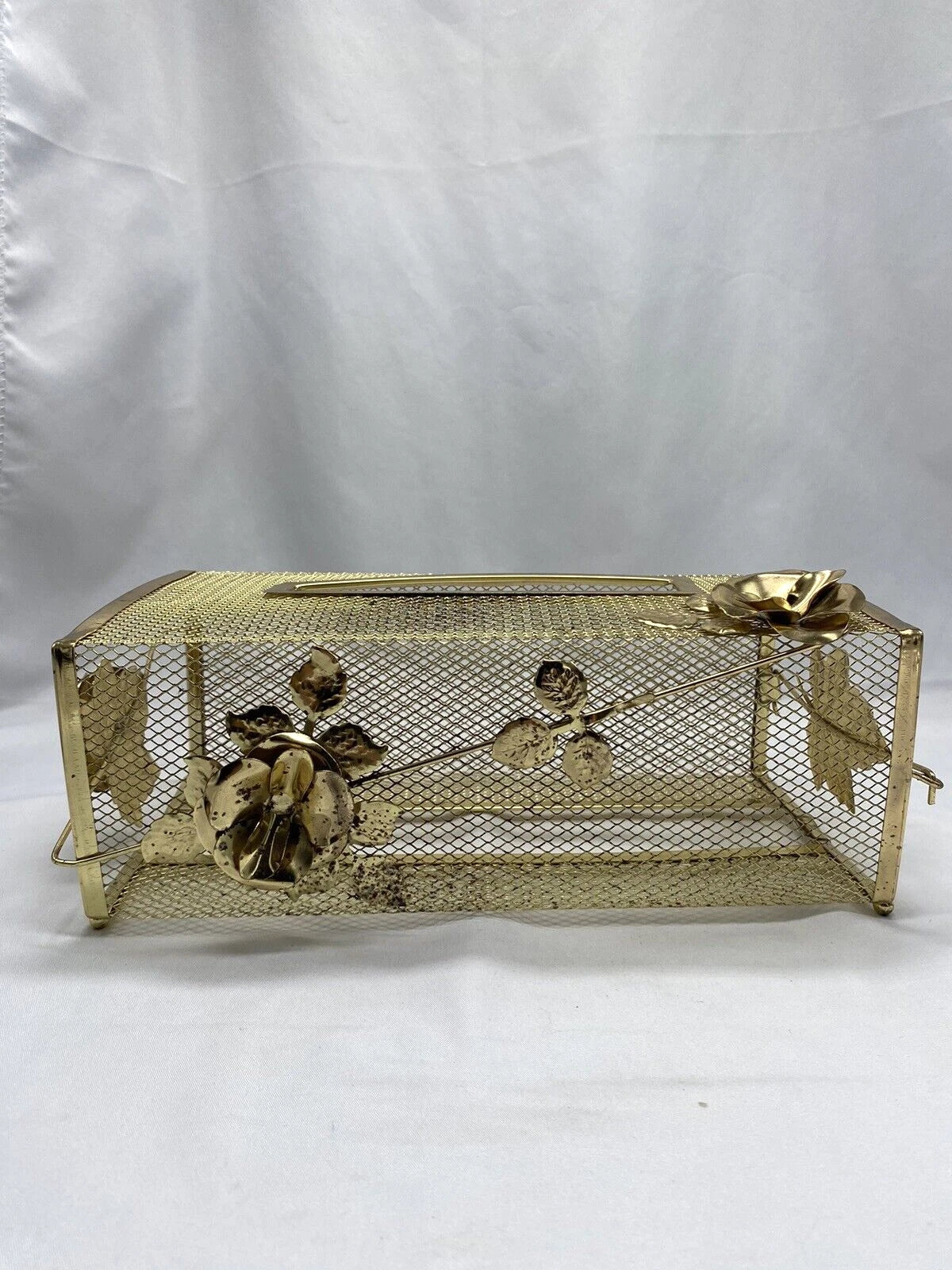 Vtg Tissue Box Cover Holder HOLLYWOOD REGENCY Gold Tone Metal MCM Kleenex | eBay
