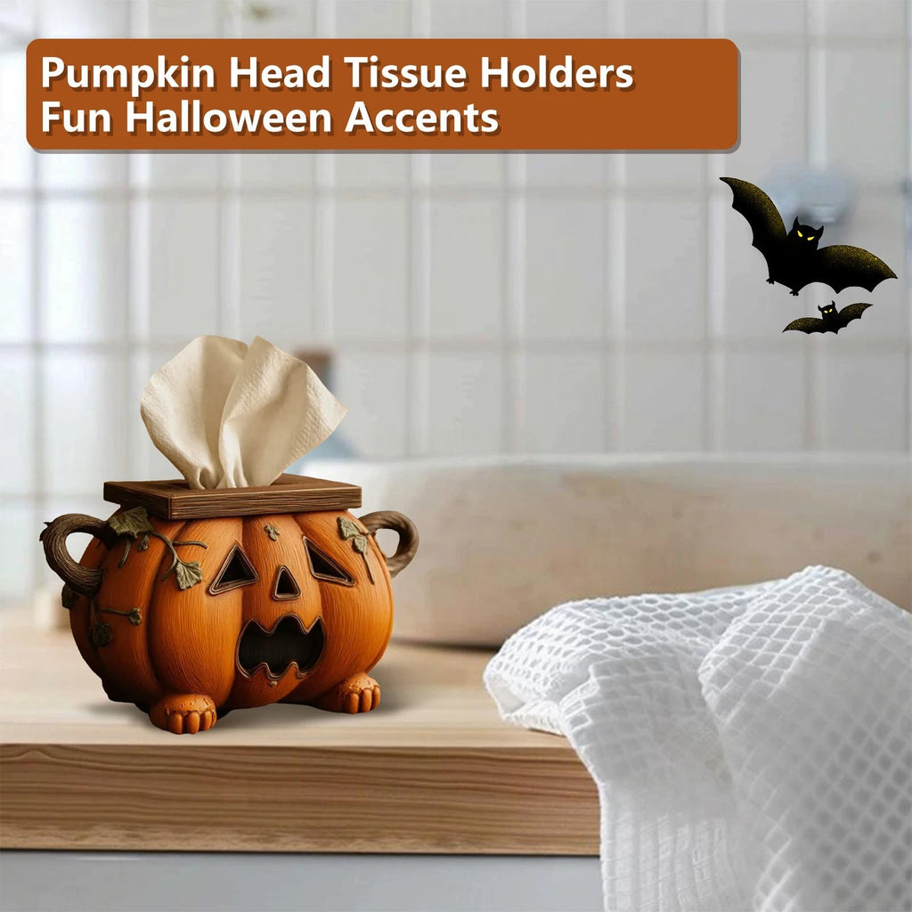 Halloween Pumpkin Tissue Box Holder, Spooky Pumpkin Facial Paper Box Cover Decor | eBay
