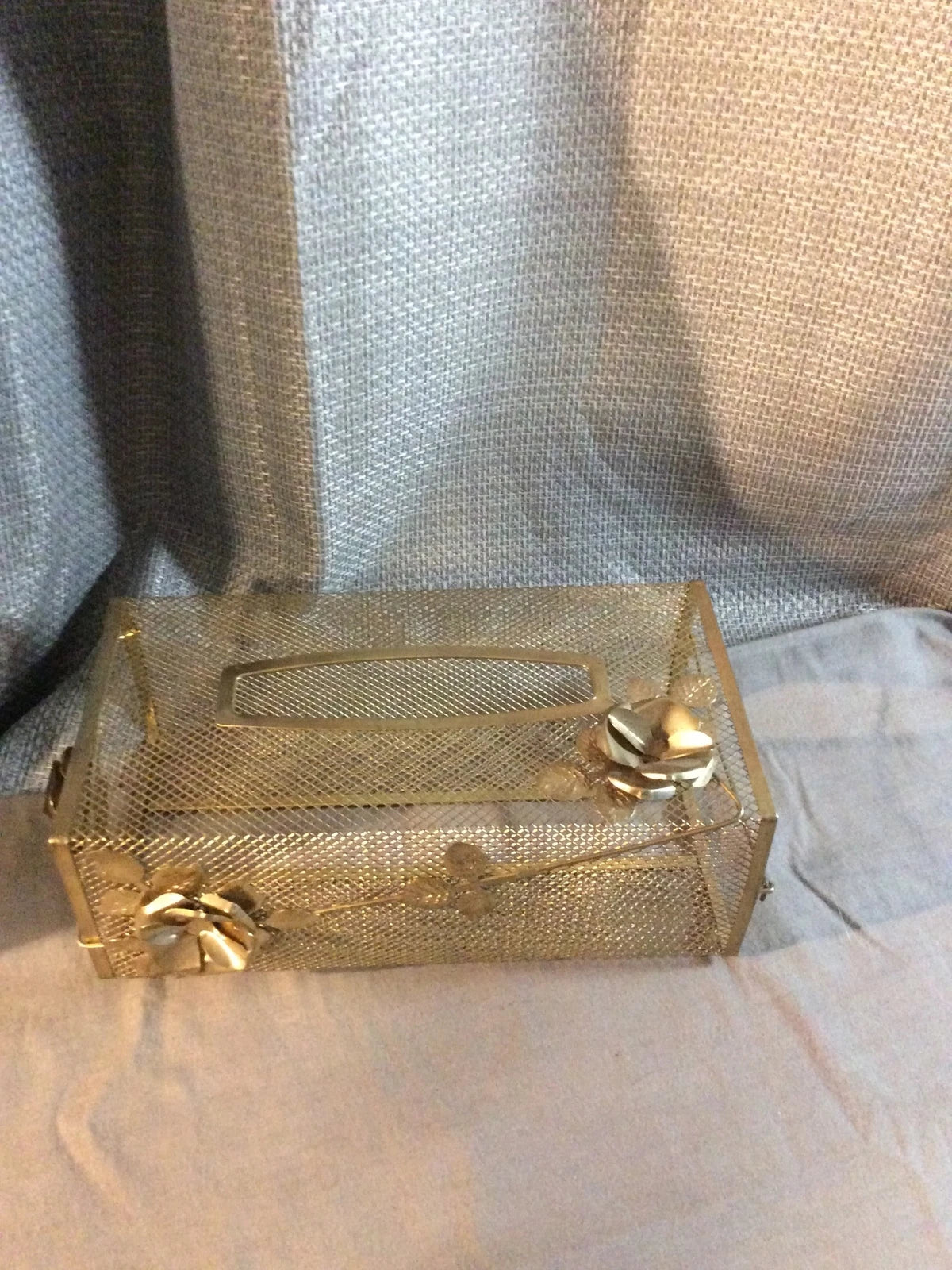 Vintage Home Decor Brass Metal Mesh Floral Design Decorative Tissue Box Cover | eBay