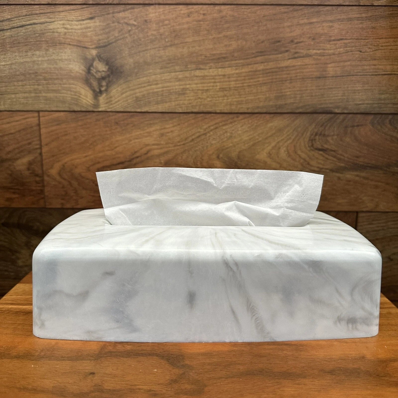 Vintage Tissue Box White Faux Marble Pattern Plastic Cover Rectangular Retro | eBay