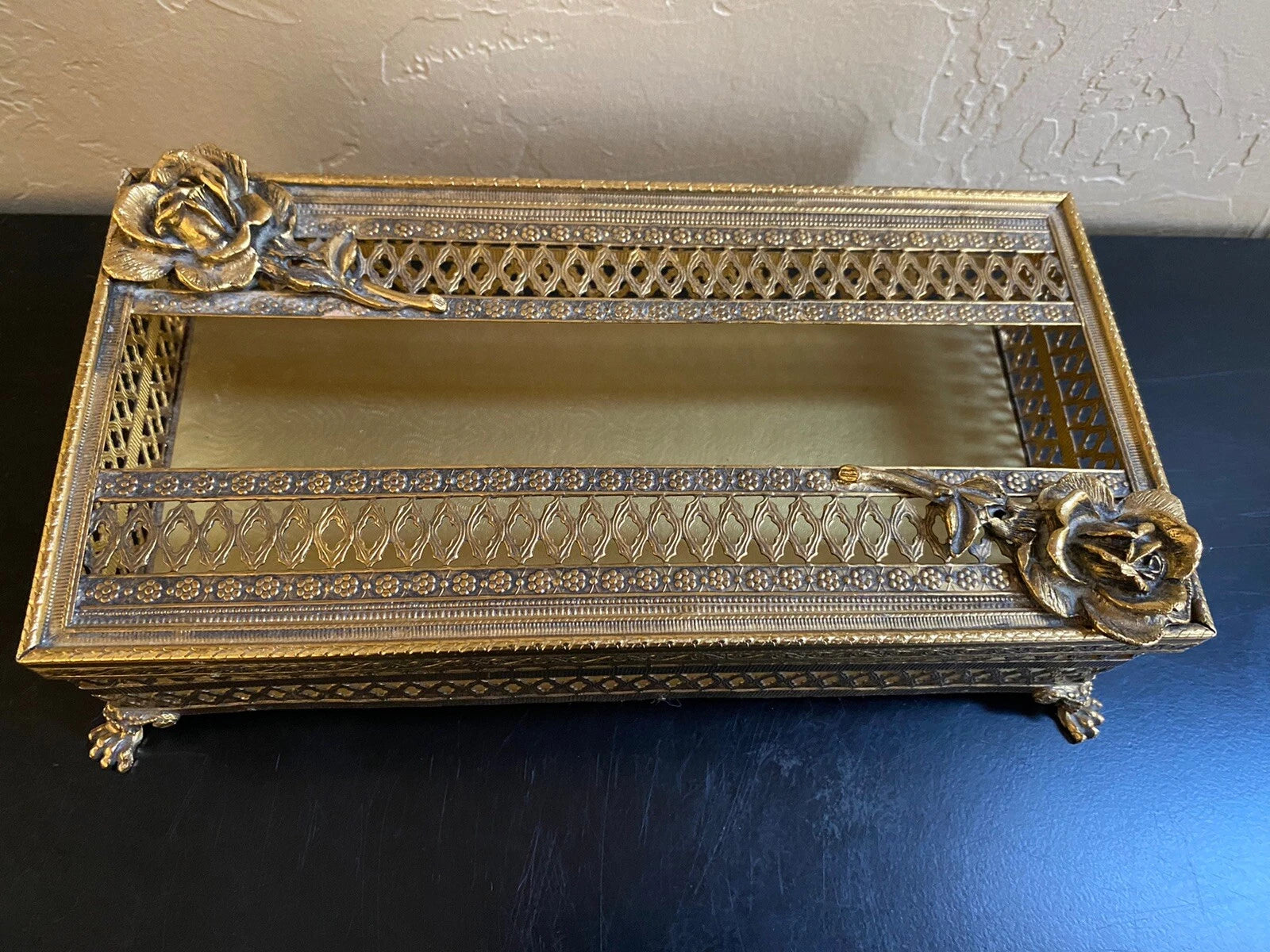 Vintage Brass Tissue Box Holder 1960s Gold Bathroom | eBay