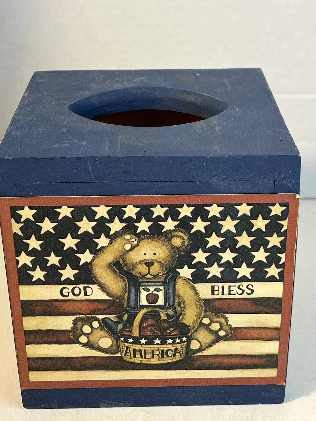Solid Wood Tissue Box Holder American Teddy Bear Theme Nice! 1 Day Ship!👍 | eBay