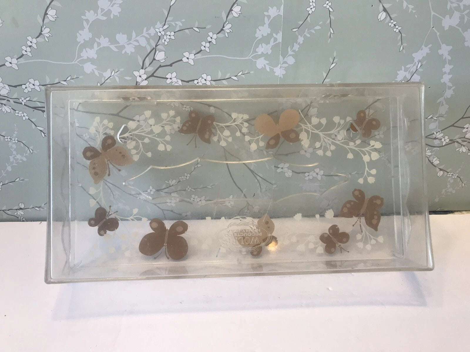 Vtg Wolff Products Clear Acrylic Plastic Hinged Tissue Box Holder Butterflies | eBay