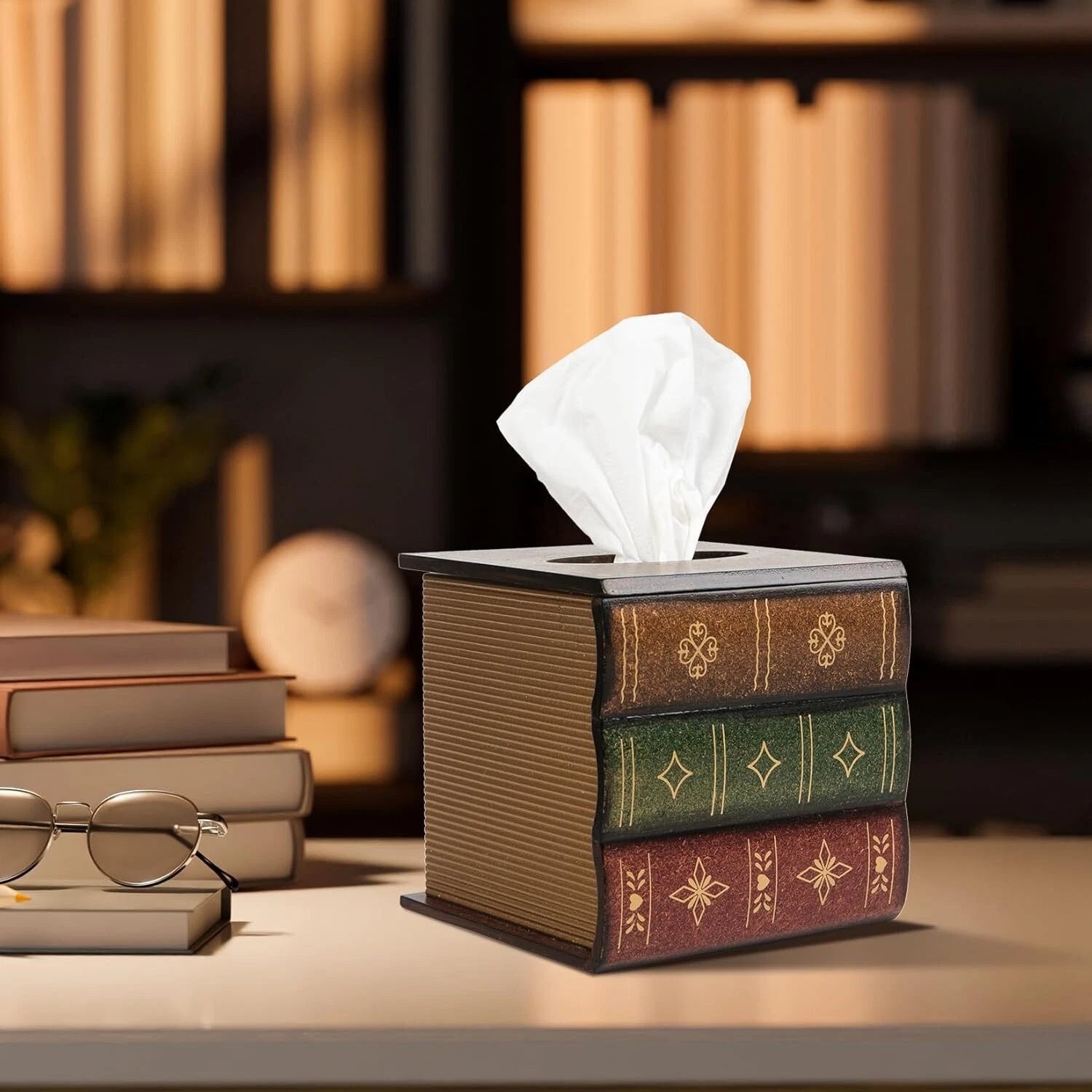 Crafted Classical Retro Wooden Antique Book Tissue Box Cover Square Tissue Holde | eBay