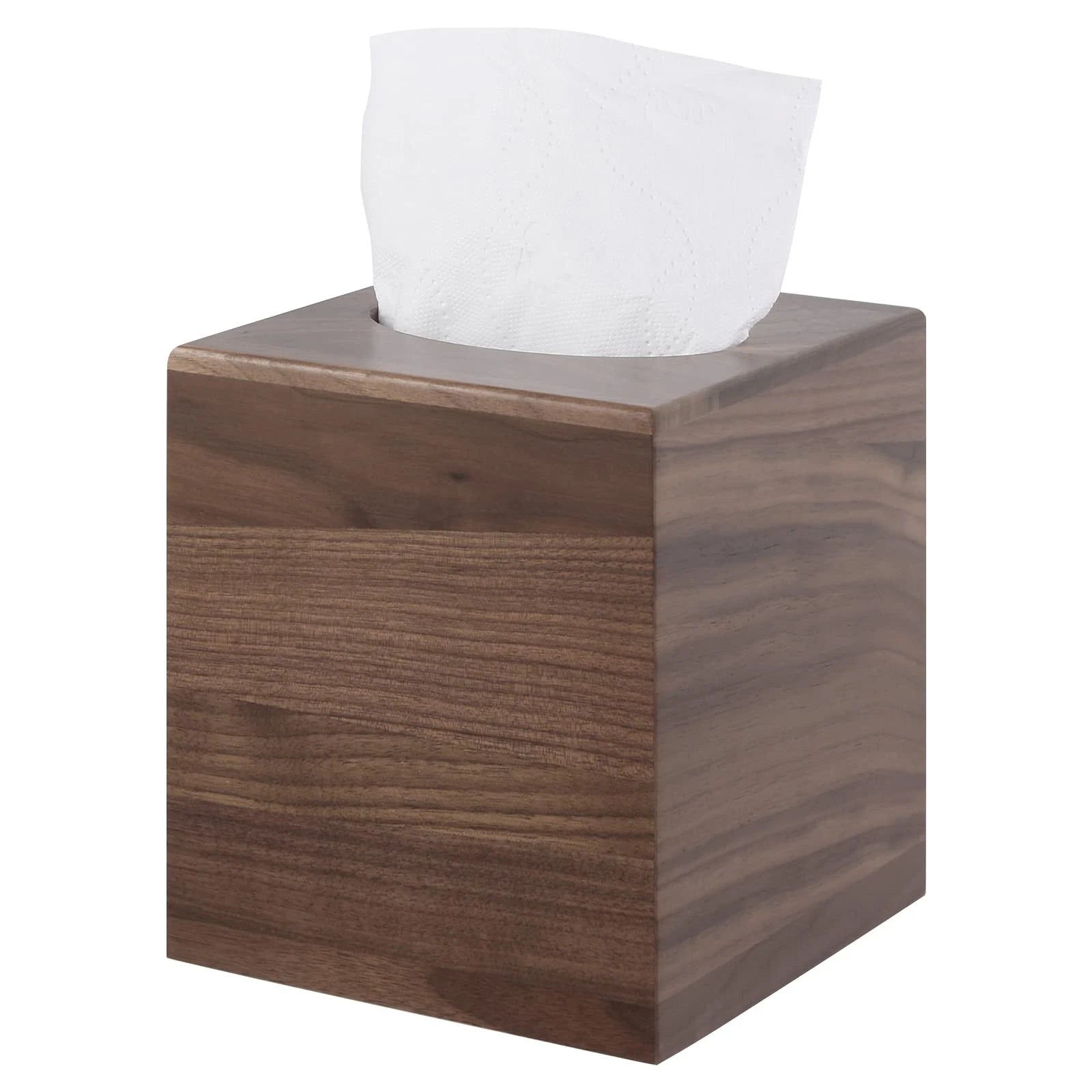 Walnut Wood Tissue Box Cover with Slide-Out Bottom - Square for Bathroom, Bed... | eBay