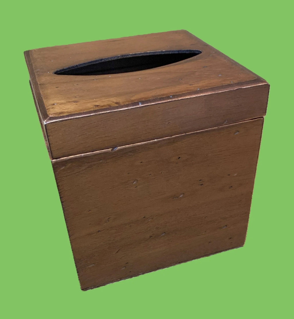 LABRAZEL Wood Tissue Box Holder Cover Hinged Lid Square Cube Handmade Italy | eBay