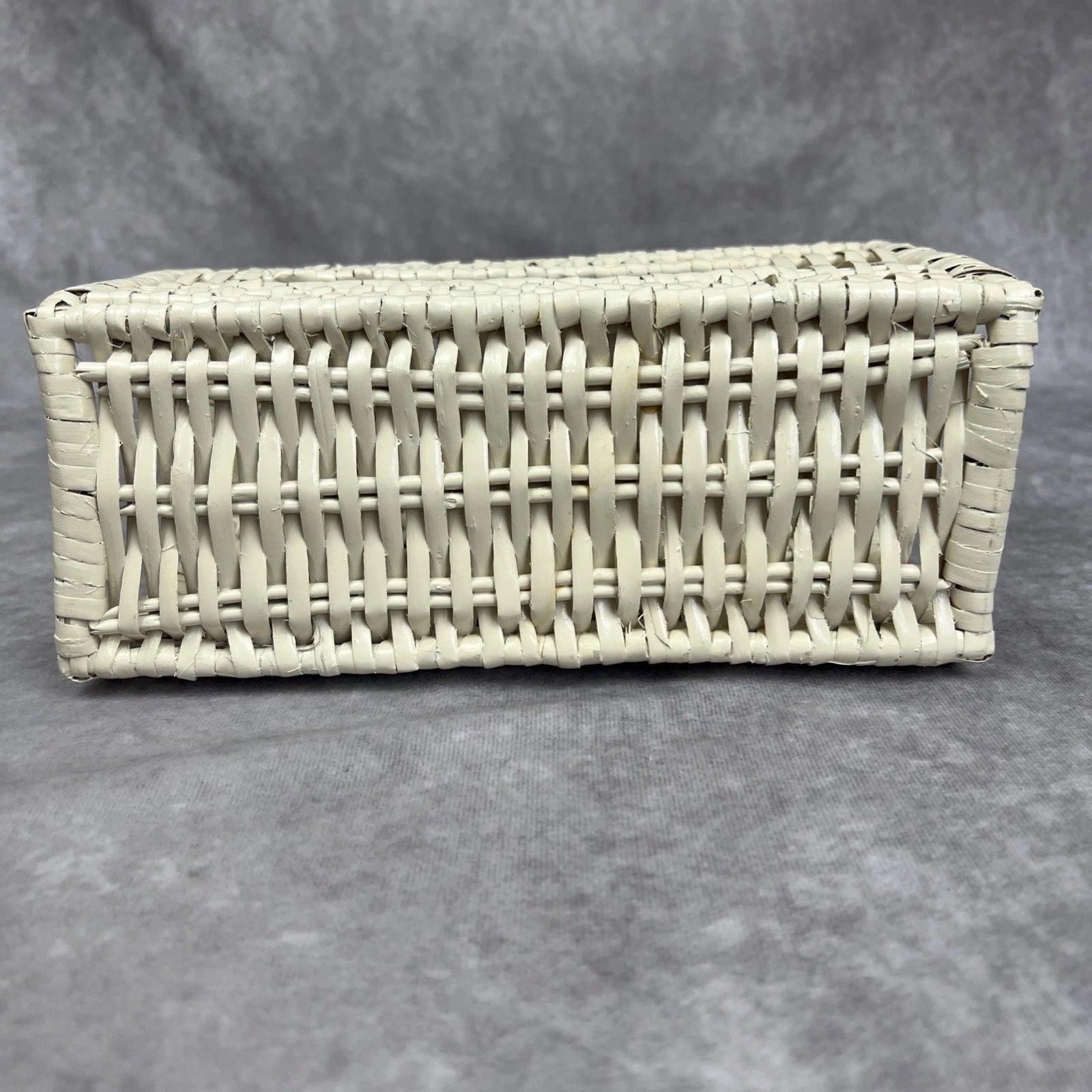 Tissue Box Cover White Wicker Farmhouse Beach Boho Cottage Core Country VTG | eBay
