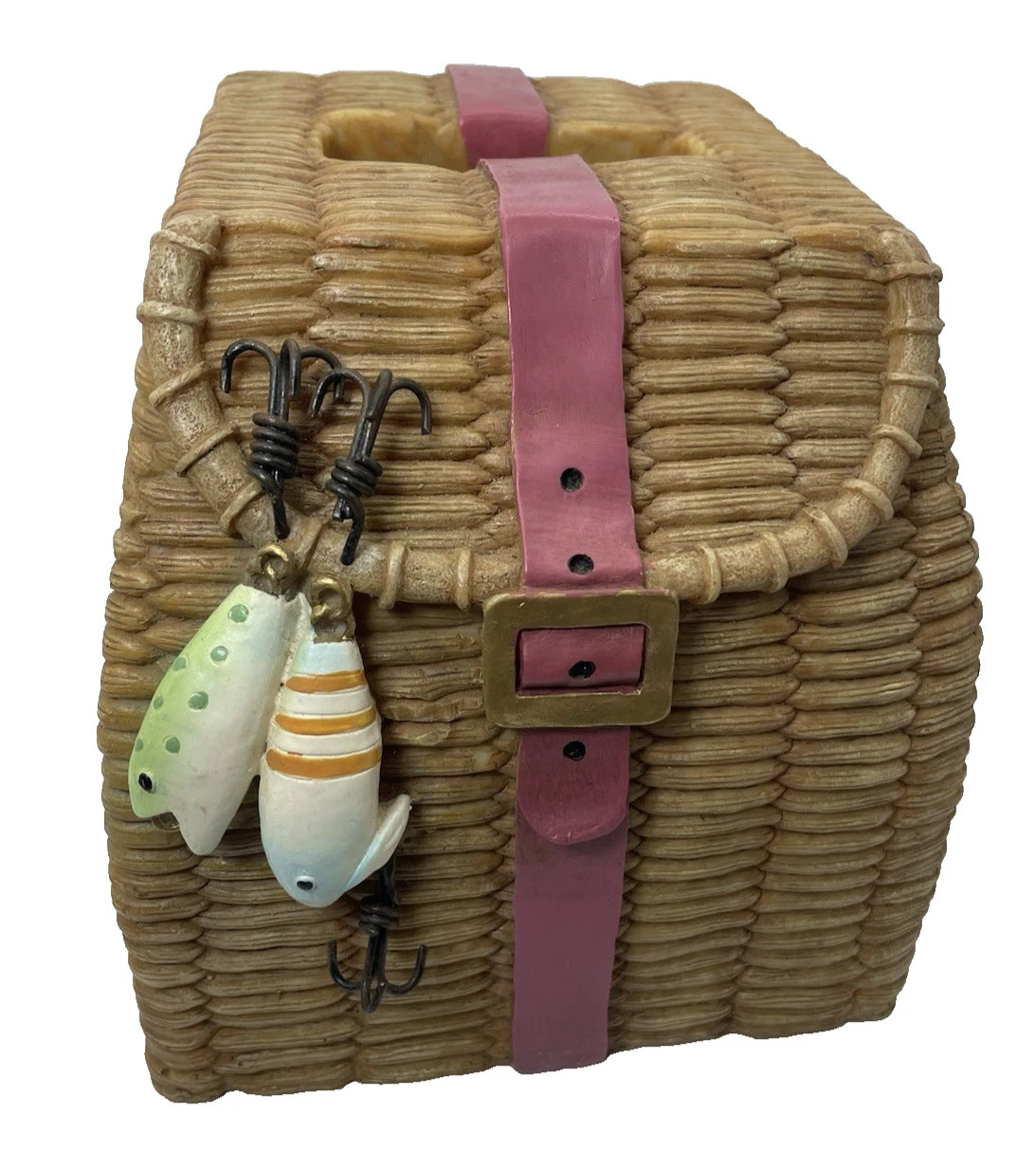 Fishing Tackle Basket Themed Tissue Box Cover Made of Ceramic 6 Inch Cube | eBay