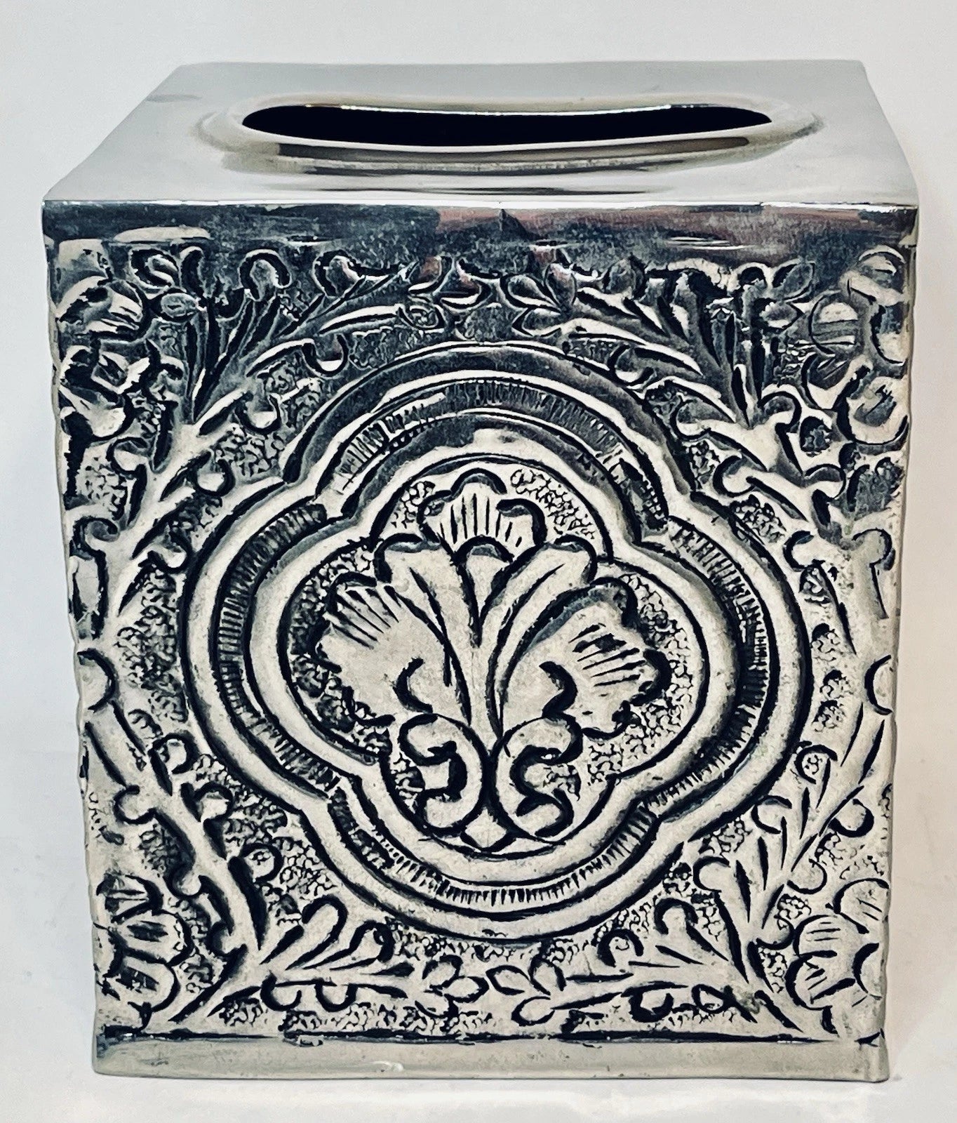 Vintage Pewter Embossed Metal Decorative Tissue Box Cover Fleur De Lis EUC | eBay
