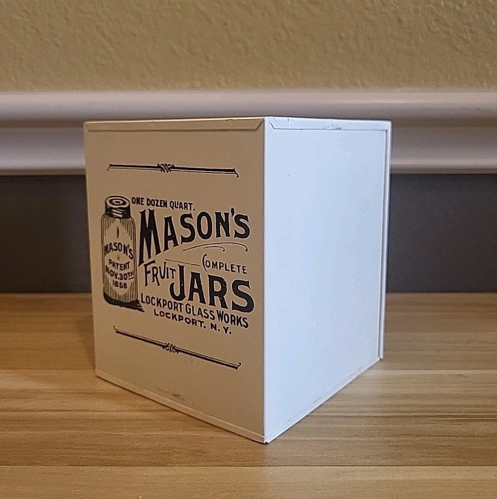 Vintage Tin Mason's Jars Logo Square Tissue Box Cover | eBay