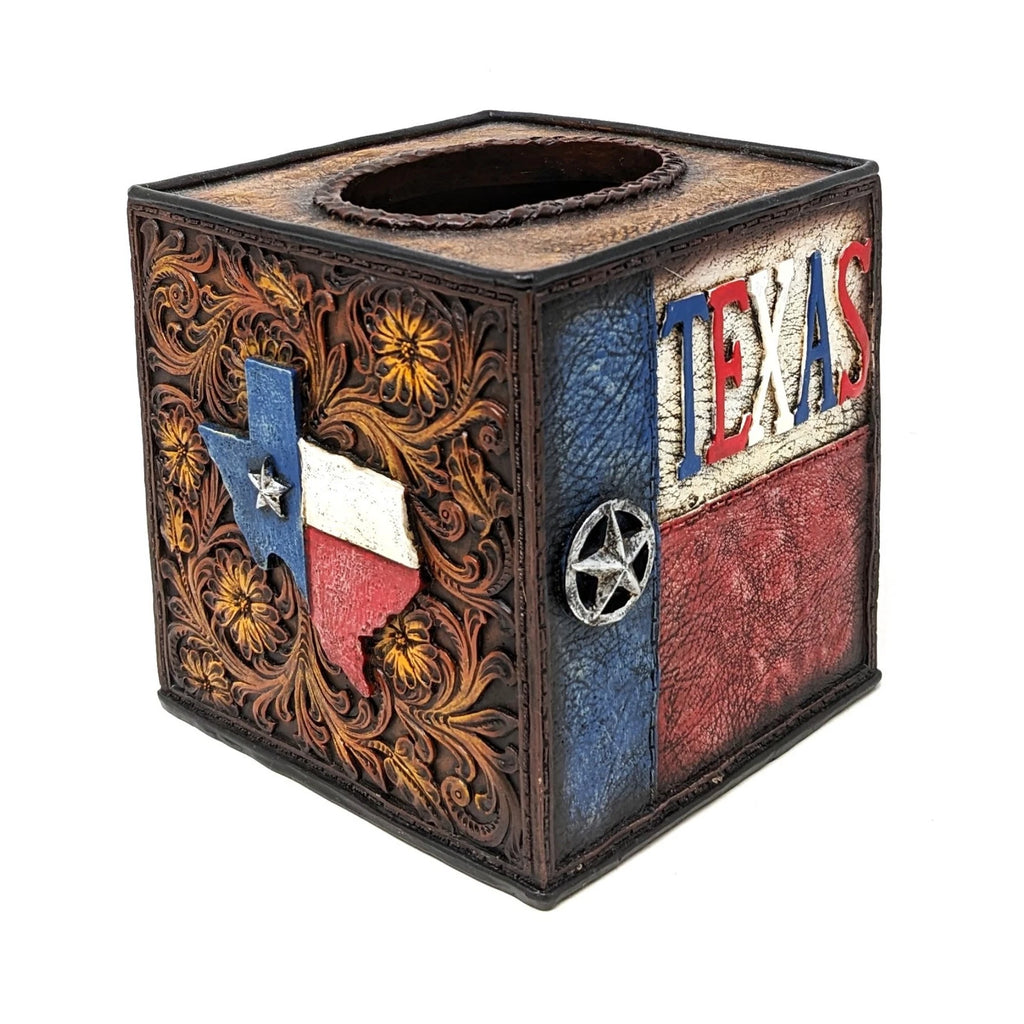 Tooled Leather Texas Tissue Box Cover – Rustic Southwestern Décor | eBay