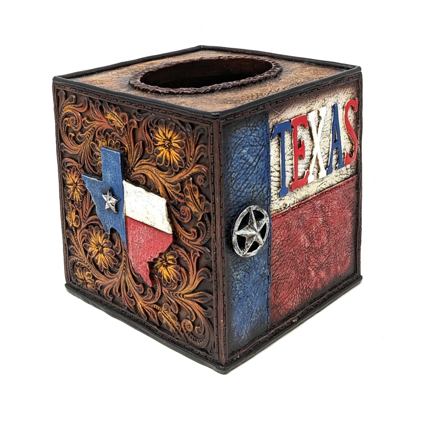 Tooled Leather Texas Tissue Box Cover – Rustic Southwestern Décor | eBay