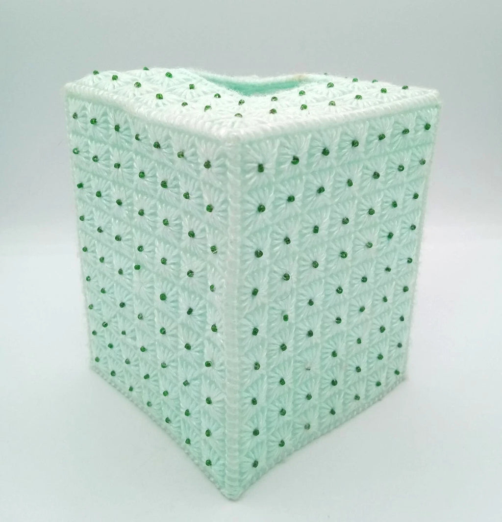 Tissue Box Cover Vintage Green Plastic Canvas Pattern 5.75 Inches Handmade | eBay