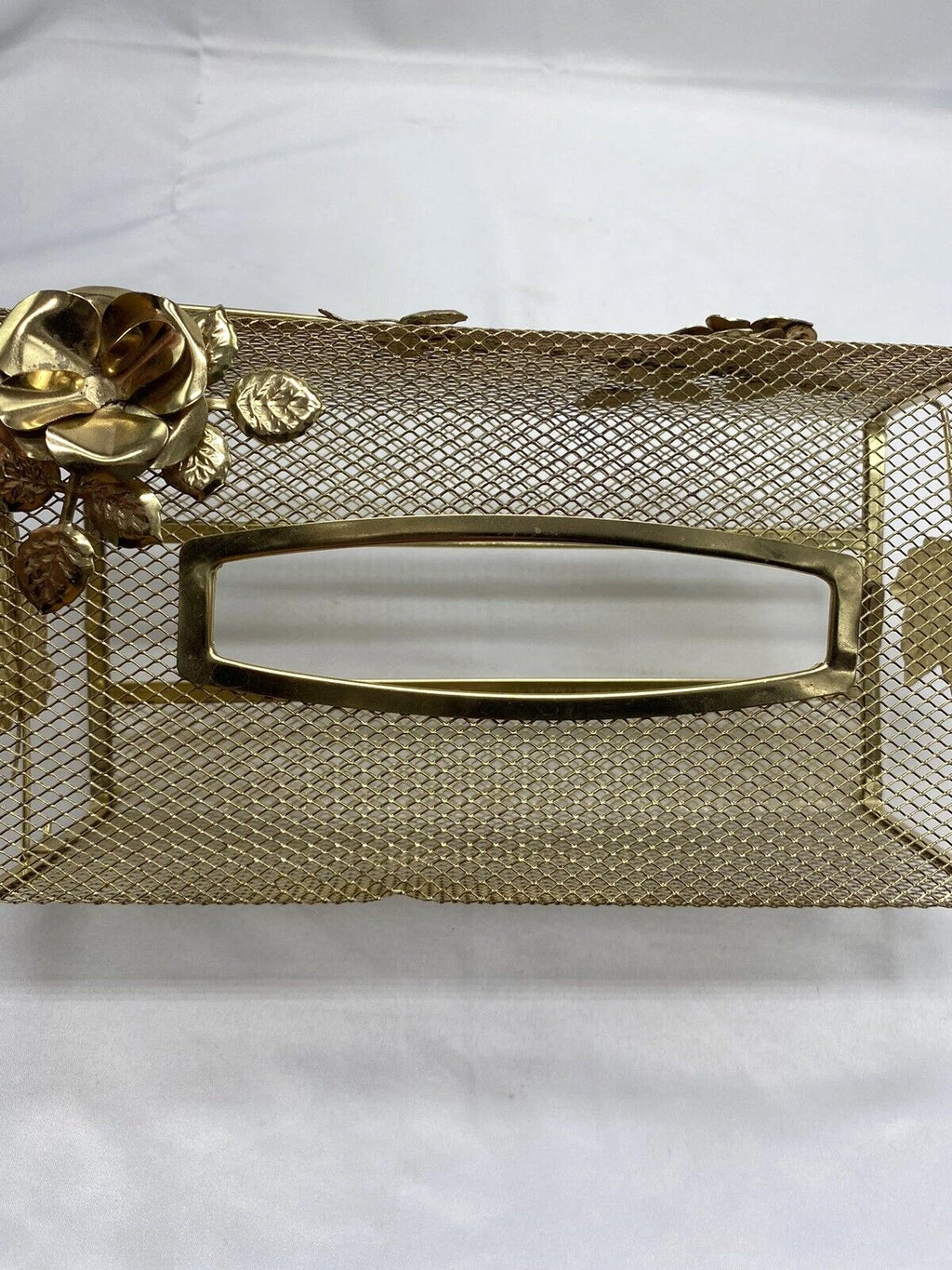 Vtg Tissue Box Cover Holder HOLLYWOOD REGENCY Gold Tone Metal MCM Kleenex | eBay
