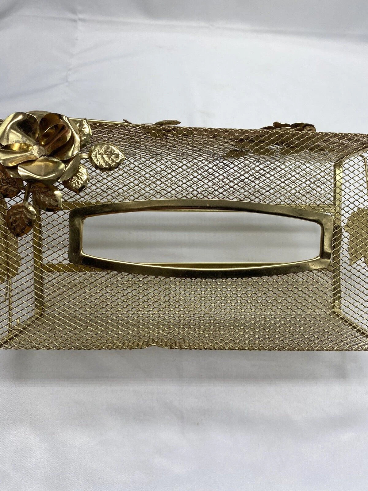 Vtg Tissue Box Cover Holder HOLLYWOOD REGENCY Gold Tone Metal MCM Kleenex | eBay