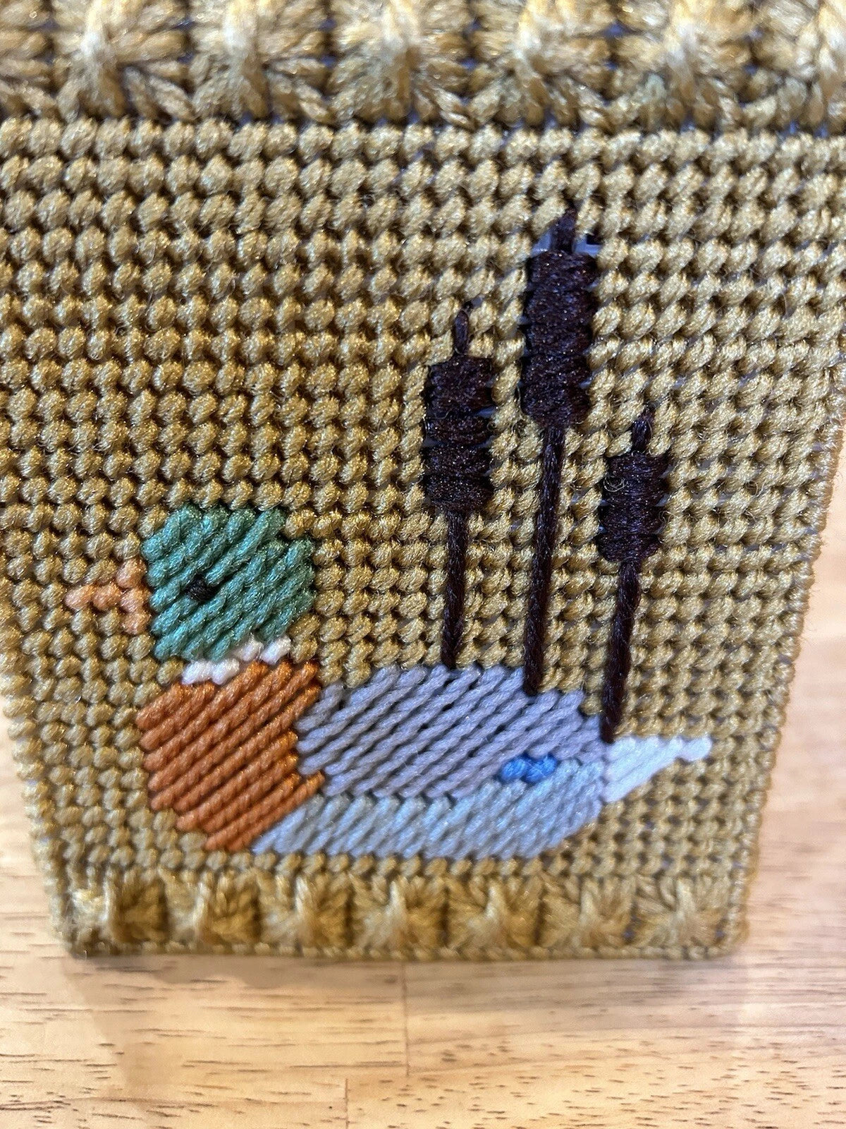 Mallard Duck & Cat Tails Tissue Box Cover Handmade Needlepoint complete | eBay