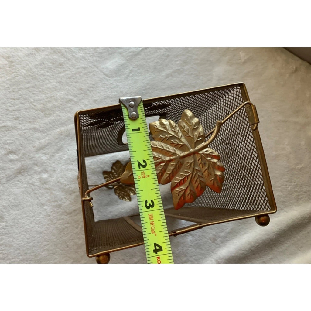 VTG MCM Tissue Box Cover Gold Tone Wire Mesh Hollywood Regency Leaves Flowers 3D | eBay