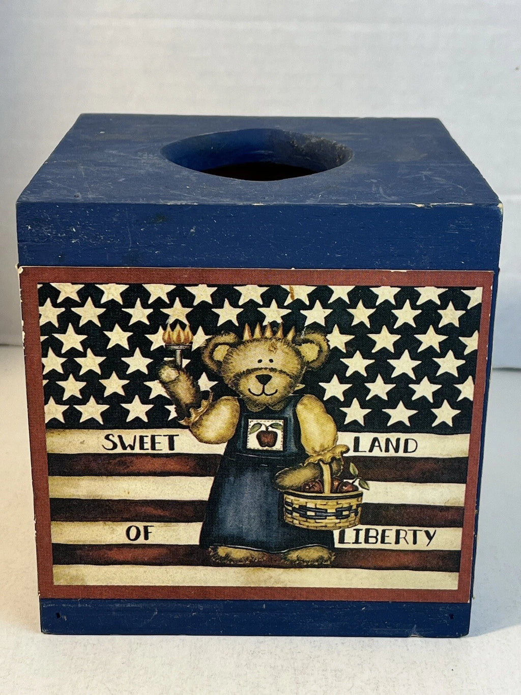 Solid Wood Tissue Box Holder American Teddy Bear Theme Nice! 1 Day Ship!👍 | eBay