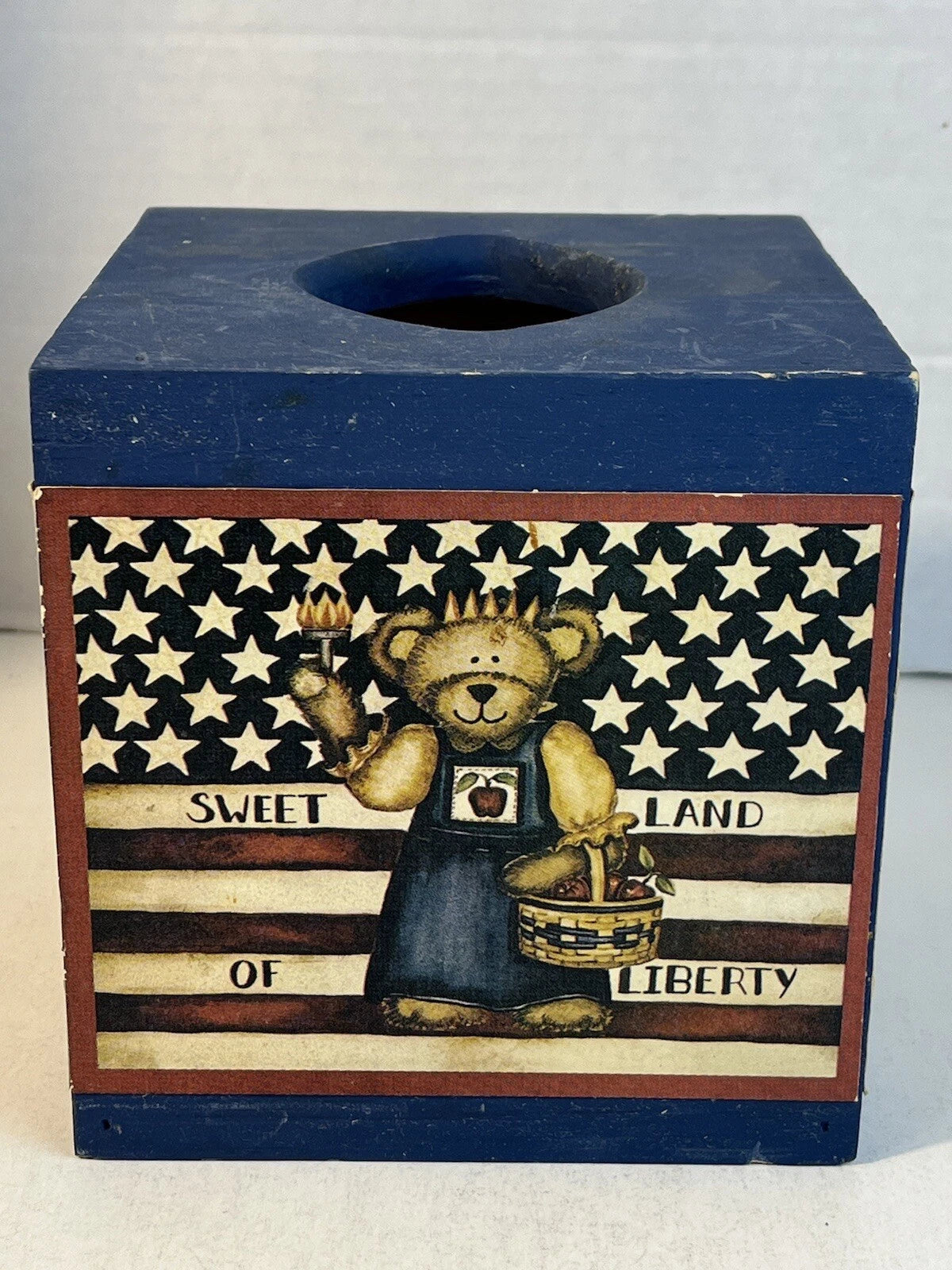 Solid Wood Tissue Box Holder American Teddy Bear Theme Nice! 1 Day Ship!👍 | eBay