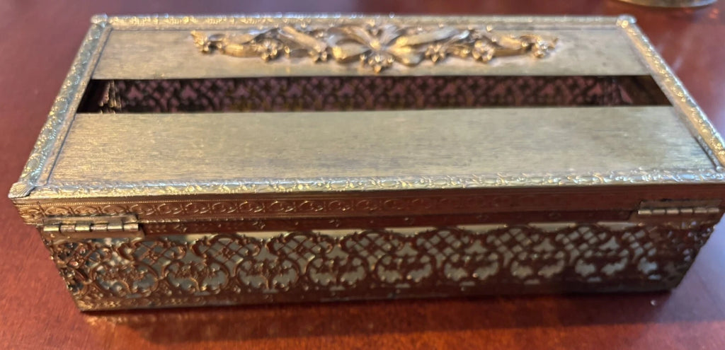 Vintage Brass Tone Filagree Hinged Tissue Box Cover | eBay