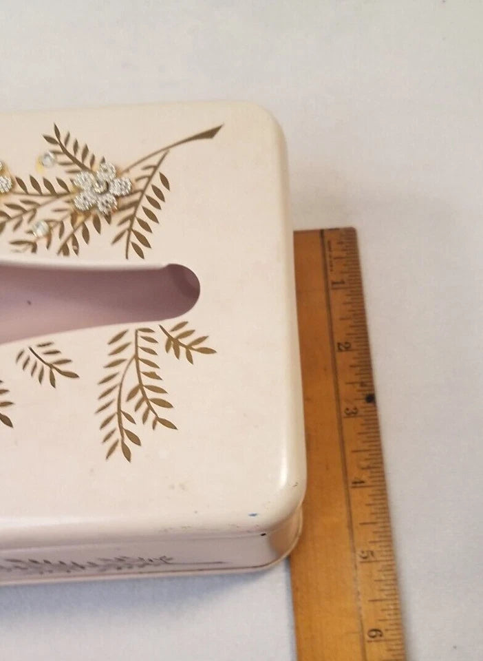 Vintage Metal Tissue Box Holder Wall 60s Ransburg Floral Pink Gold MCM Kitsch | eBay