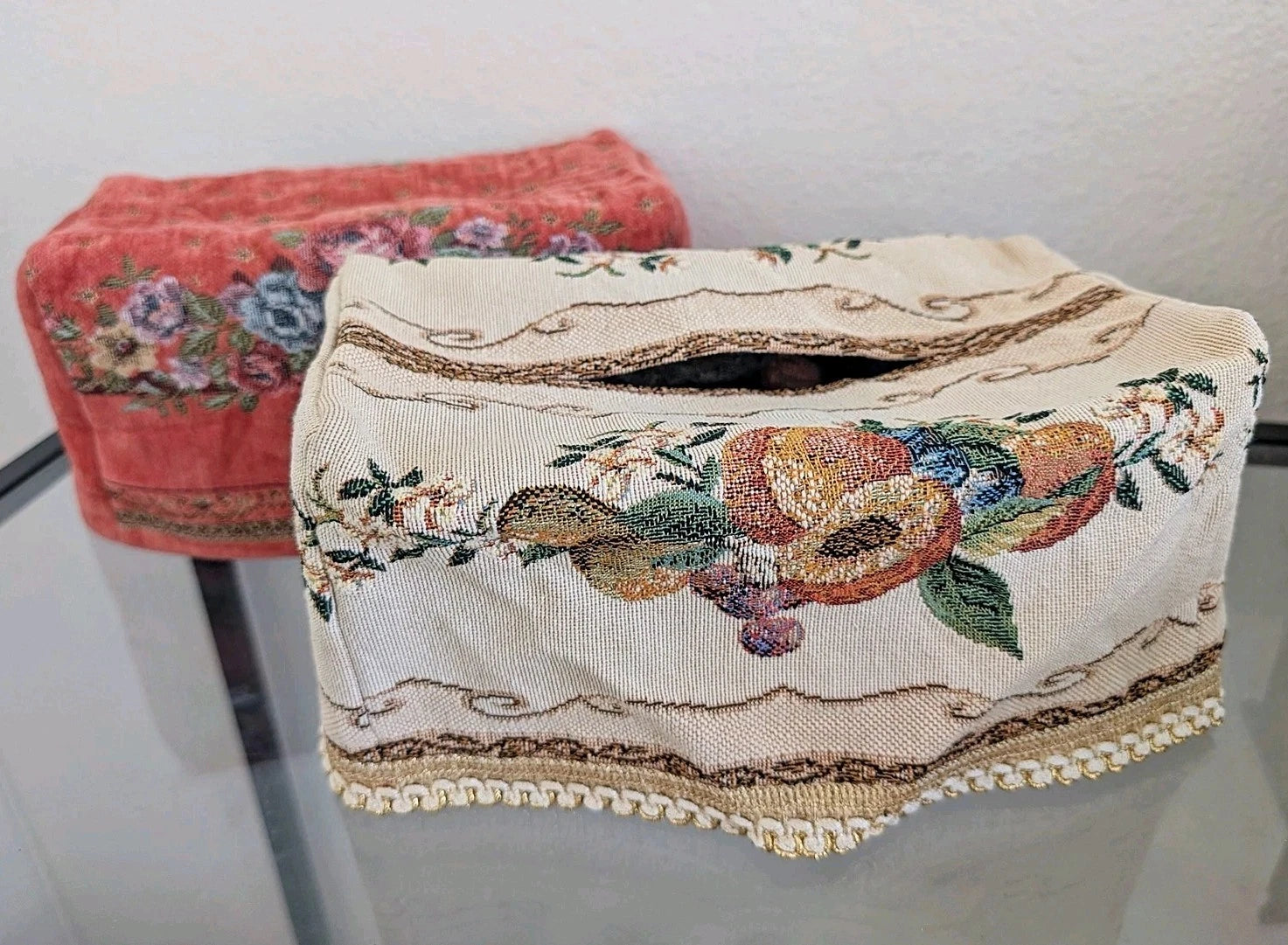 2pc Lot Vintage Victorian Tapestry rectangular Tissue Box Cover Rare | eBay