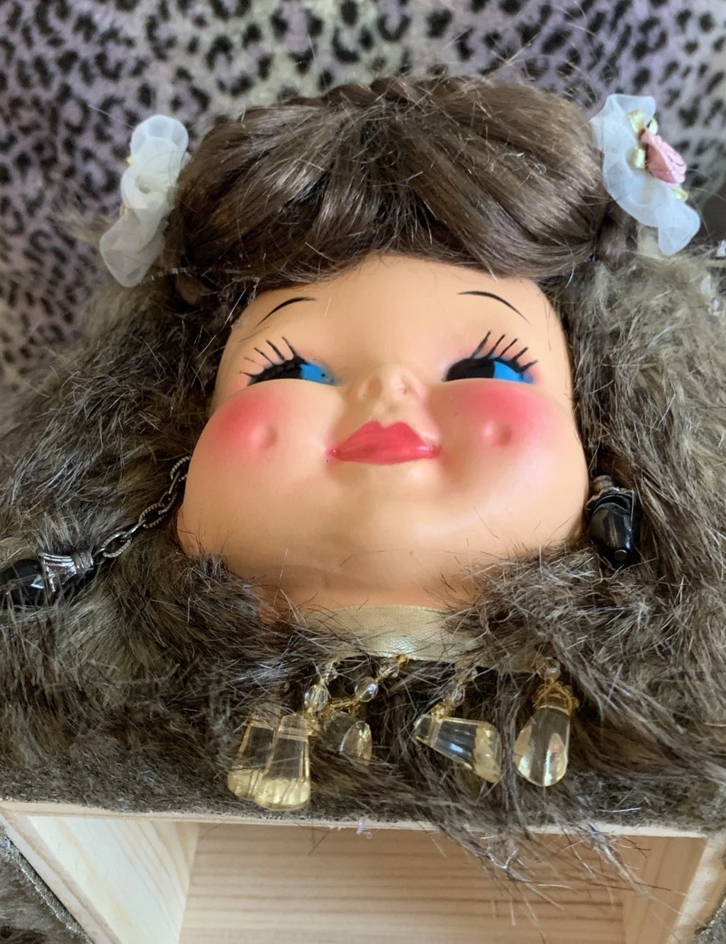 Vtg 70's Doll Head Face brown HAIR Tissue Box Cover Dispenser KITSCH Side Eyes | eBay